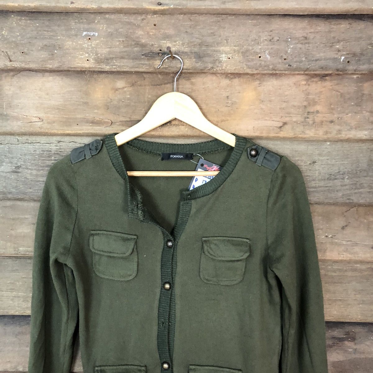 Japanese Brand Poggia Dark Green Patterned Cardigans #5011 Size S / US 4 / IT 40 - 2 Thumbnail