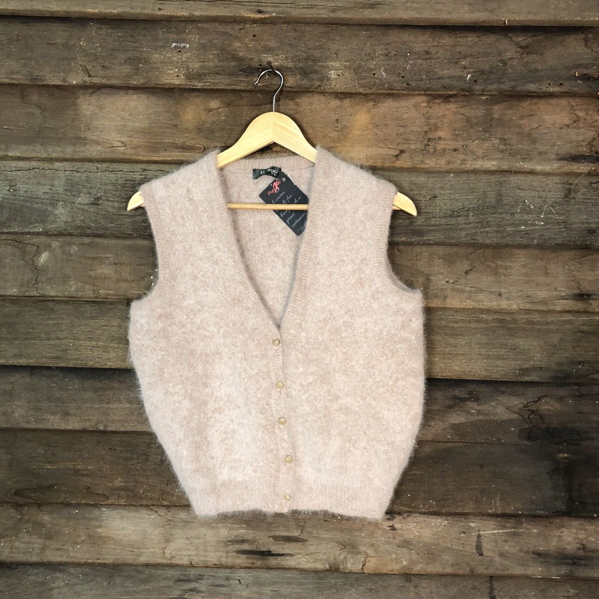 Homespun Knitwear × Japanese Brand × Vintage Merilene Dark Pink mohair fur Vest Knitwear #5018 Size M / US 6-8 / IT 42-44 - 1 Thumbnail