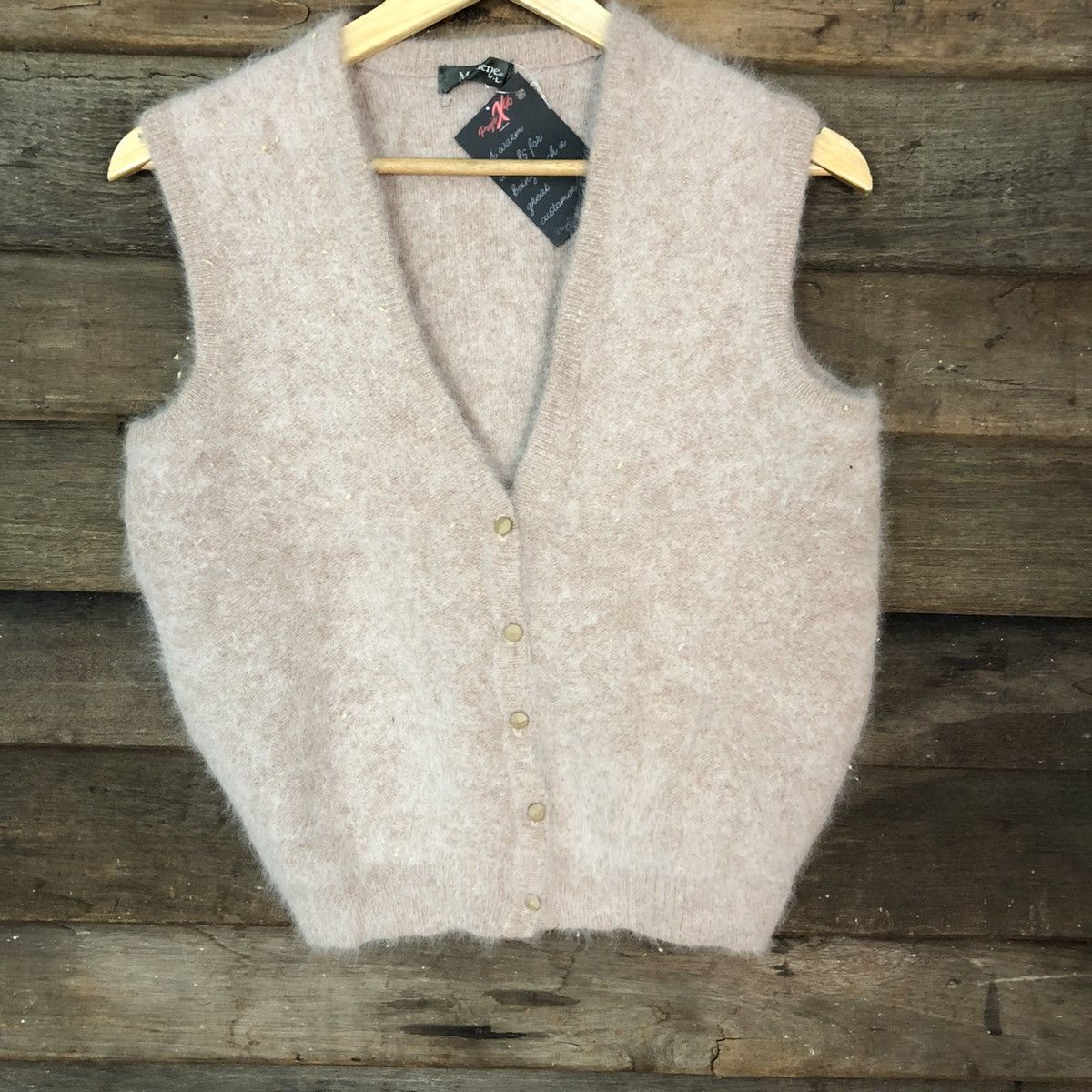 Homespun Knitwear × Japanese Brand × Vintage Merilene Dark Pink mohair fur Vest Knitwear #5018 Size M / US 6-8 / IT 42-44 - 3 Thumbnail