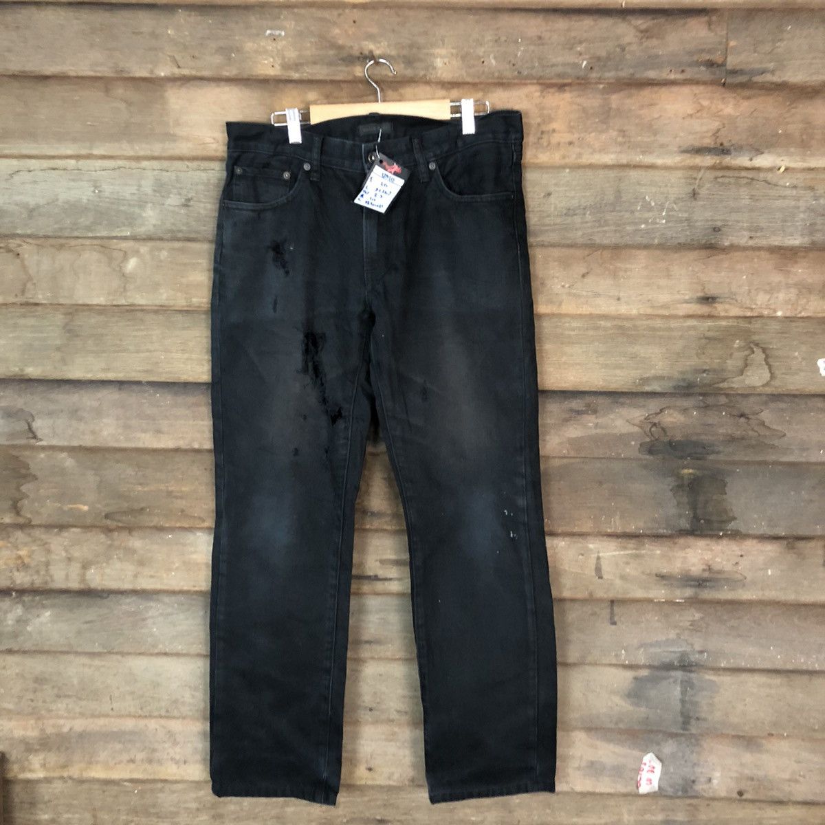 Japanese Brand Uniqlo Jeans Black Distressed Denim Pants #5090 Size US 32 / EU 48 - 1 Thumbnail