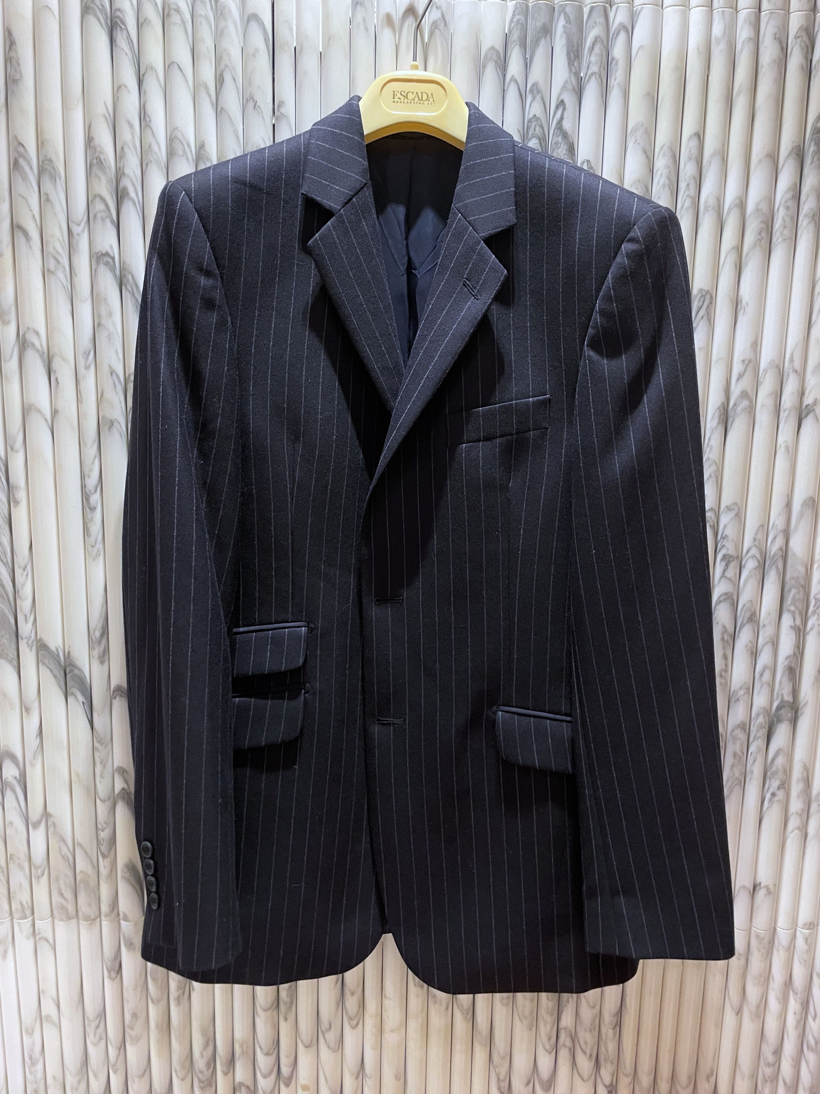 Vintage MIDNIGHT NAVY PINSTRIPED WOOL BLAZER JACKET Size 40L - 1 Thumbnail