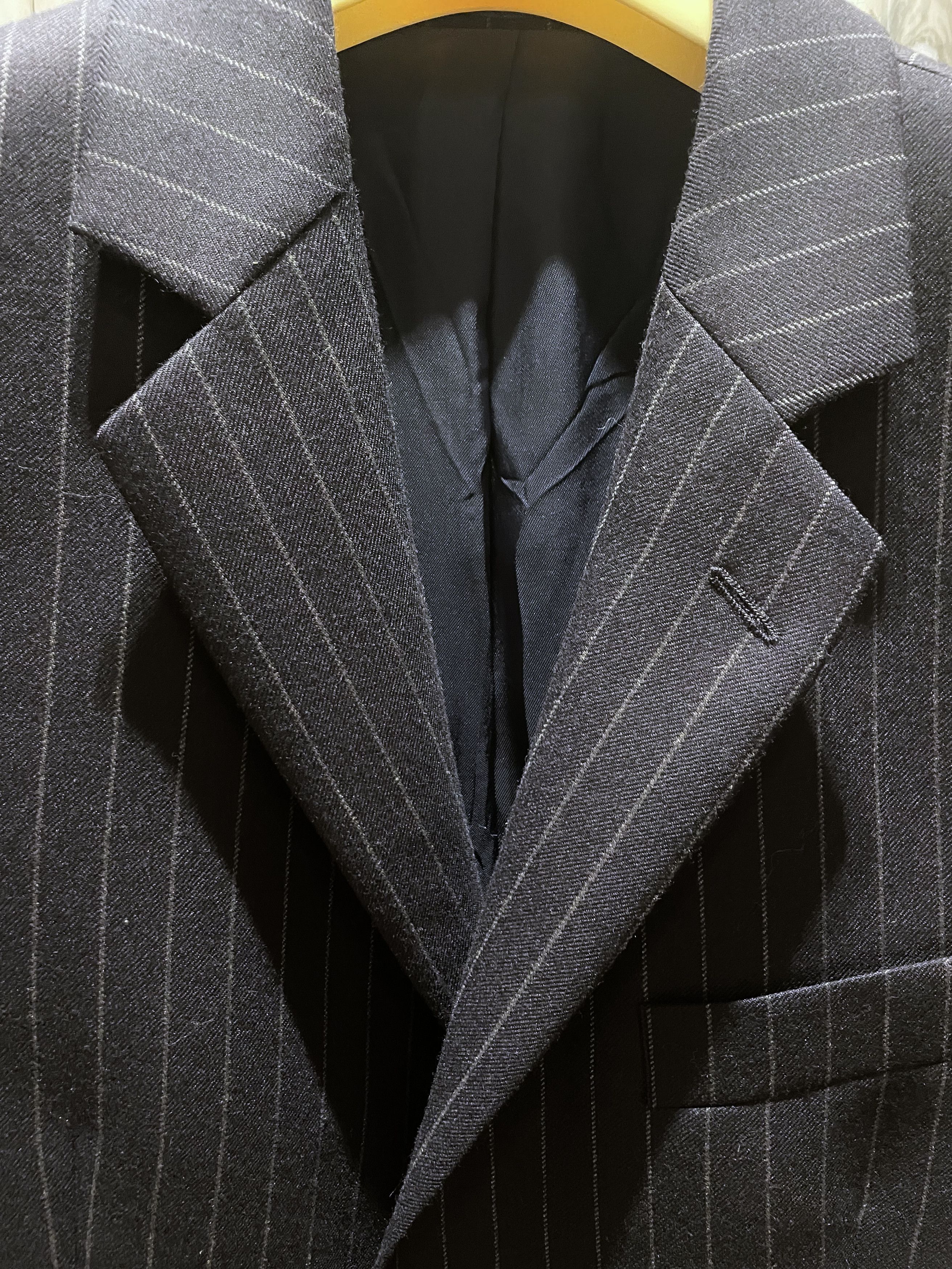Vintage MIDNIGHT NAVY PINSTRIPED WOOL BLAZER JACKET Size 40L - 5 Thumbnail