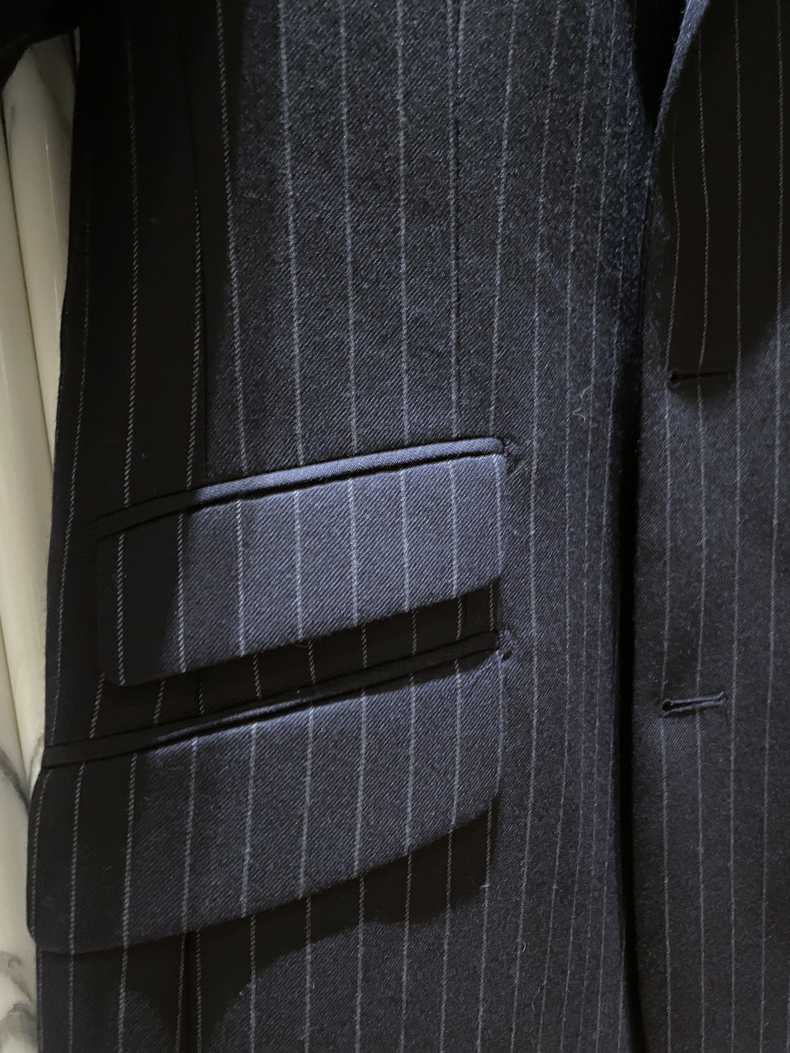 Vintage MIDNIGHT NAVY PINSTRIPED WOOL BLAZER JACKET Size 40L - 4 Thumbnail