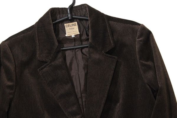 Vintage VTG 90s Celine Brown velour blazer Size US S / EU 44-46 / 1 - 2 Preview