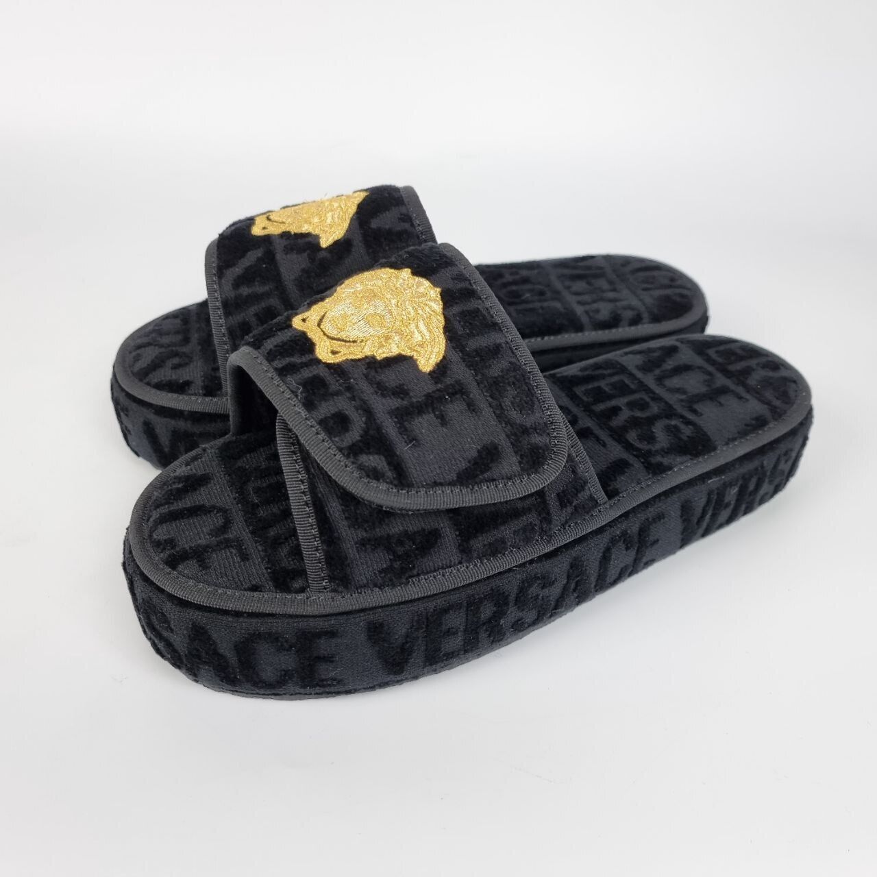 image of Versace Black Medusa Slippers New, Men's (Size 8)