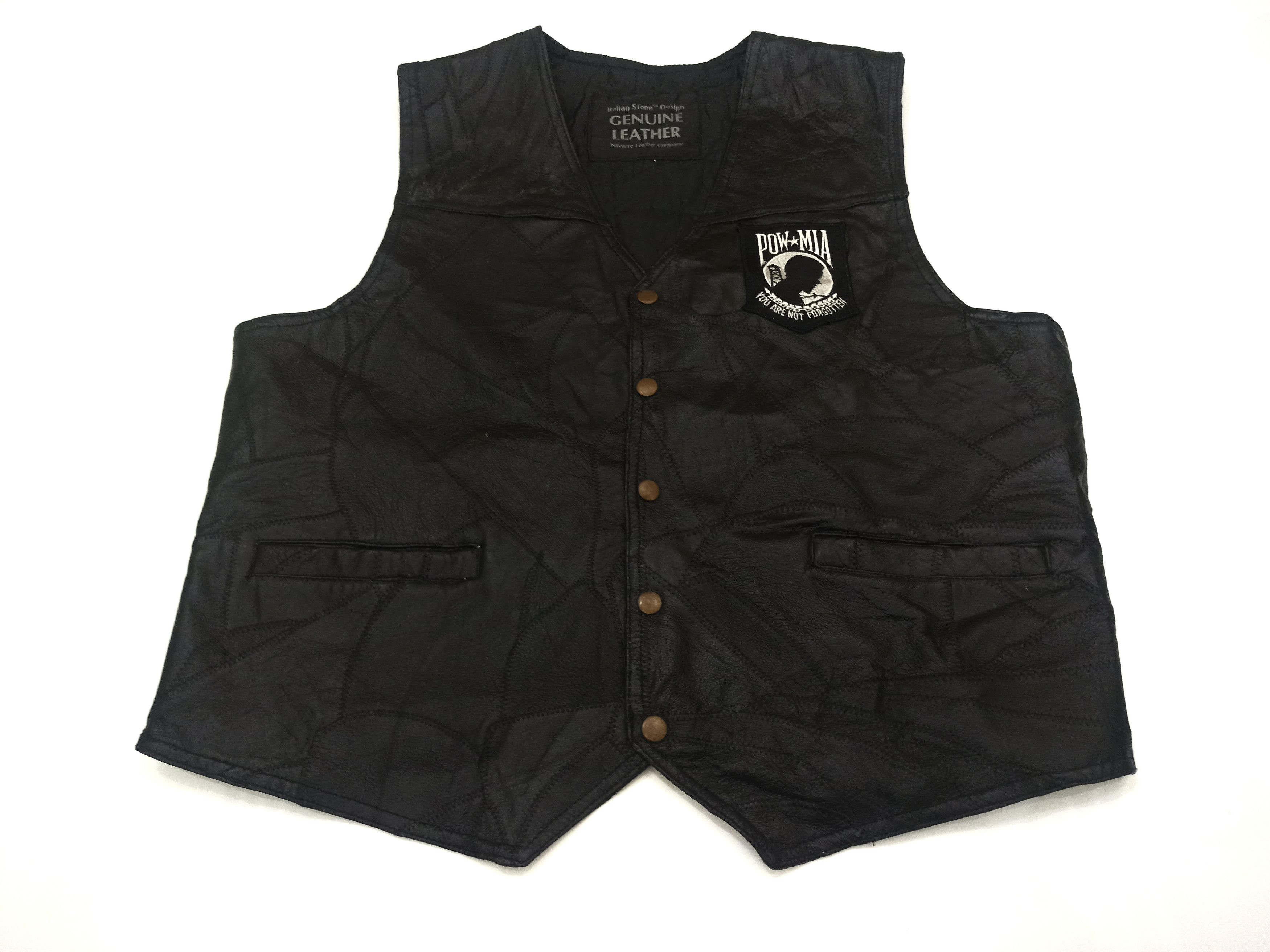 Leather × Vintage POW MIA U.S MARINES LEATHER VEST JACKET Size US M / EU 48-50 / 2 - 4 Thumbnail