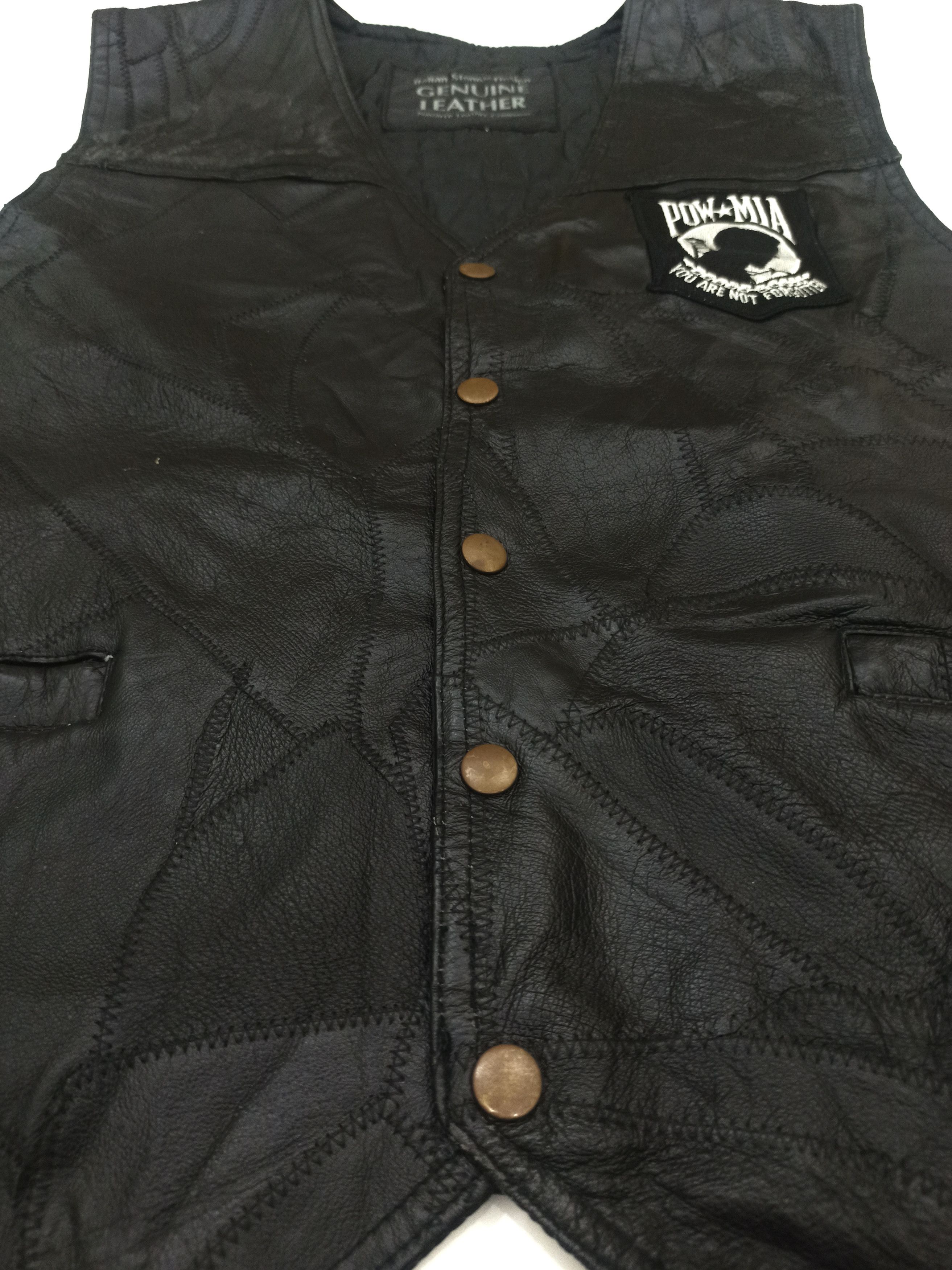 Leather × Vintage POW MIA U.S MARINES LEATHER VEST JACKET Size US M / EU 48-50 / 2 - 7 Thumbnail