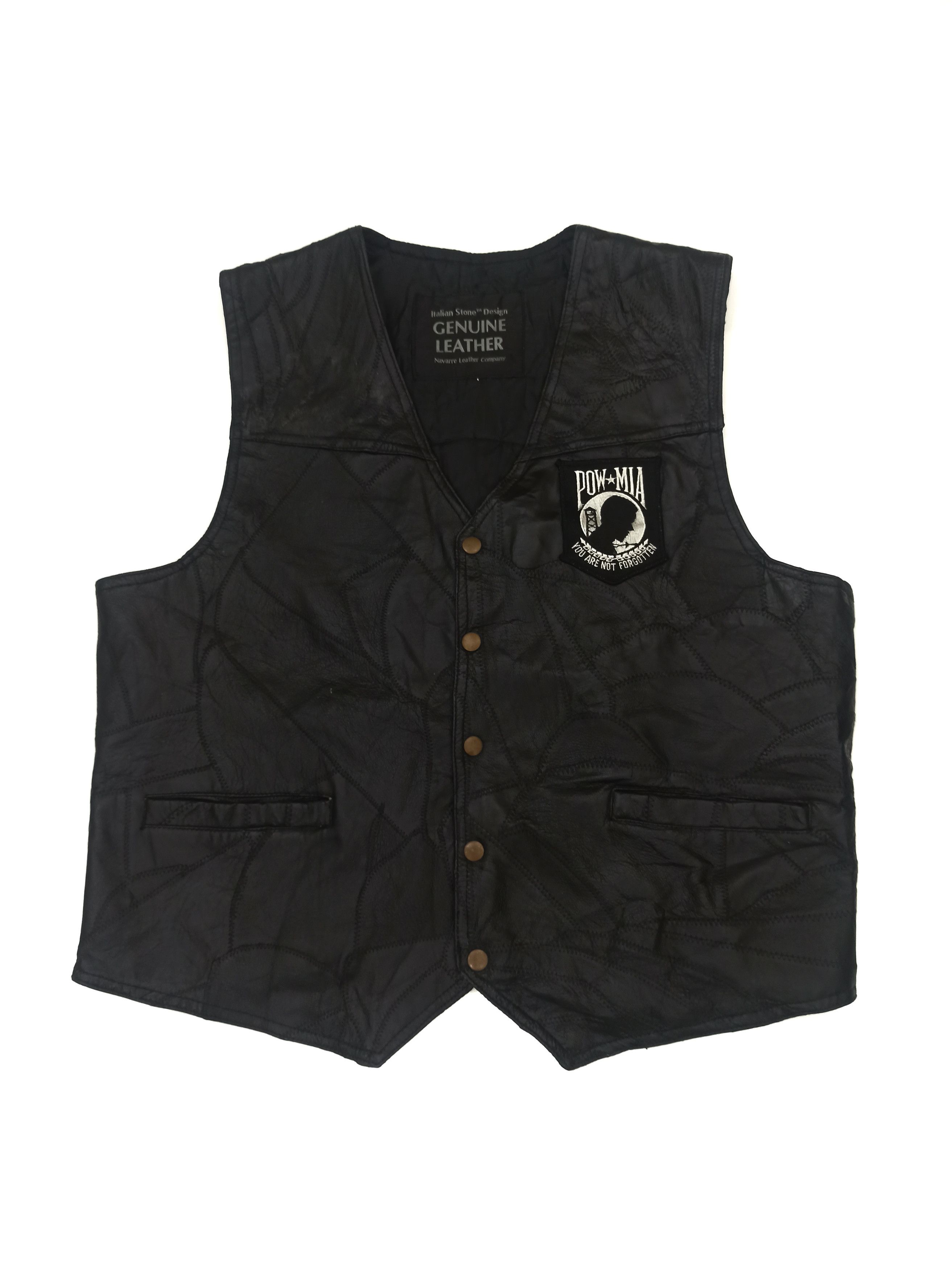 Leather × Vintage POW MIA U.S MARINES LEATHER VEST JACKET Size US M / EU 48-50 / 2 - 3 Thumbnail