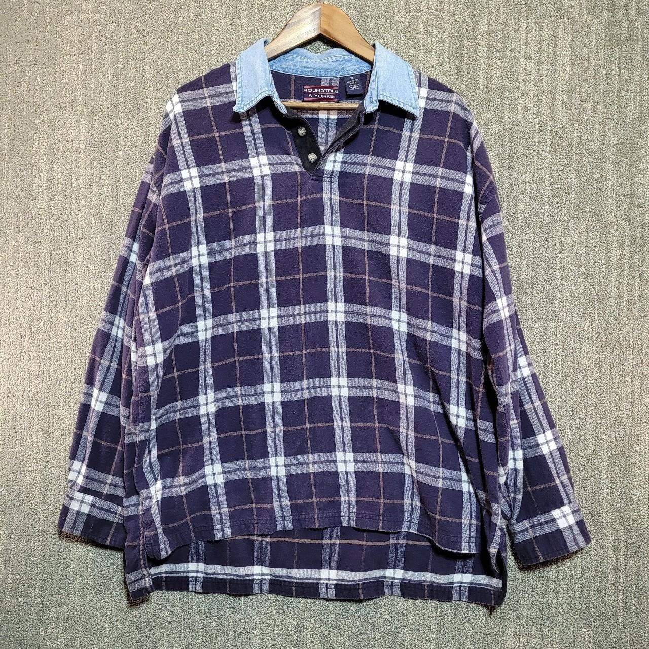 Vintage Vintage flannel long sleeve denim collar polo shirt | Grailed