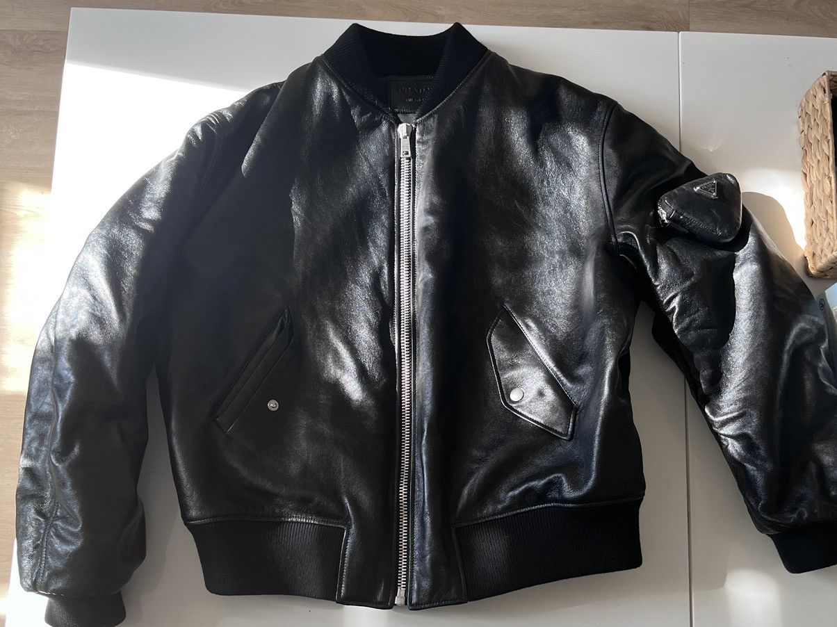 Raf Simons Prada nappa leather bomber jacket (RARE) | Grailed