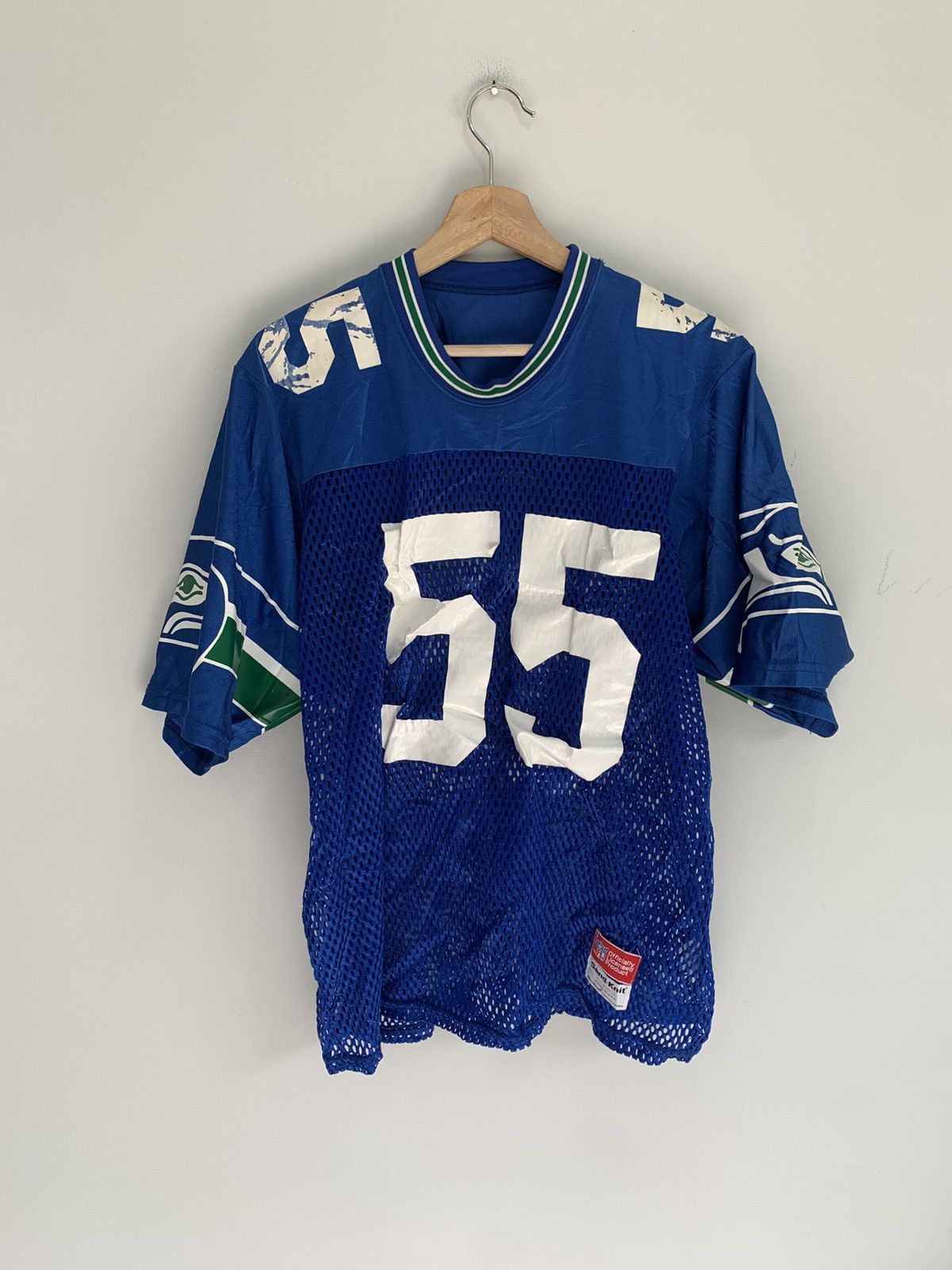 Vintage Vintage 90s Seahawks Mesh Jersey Sand Knit | Grailed