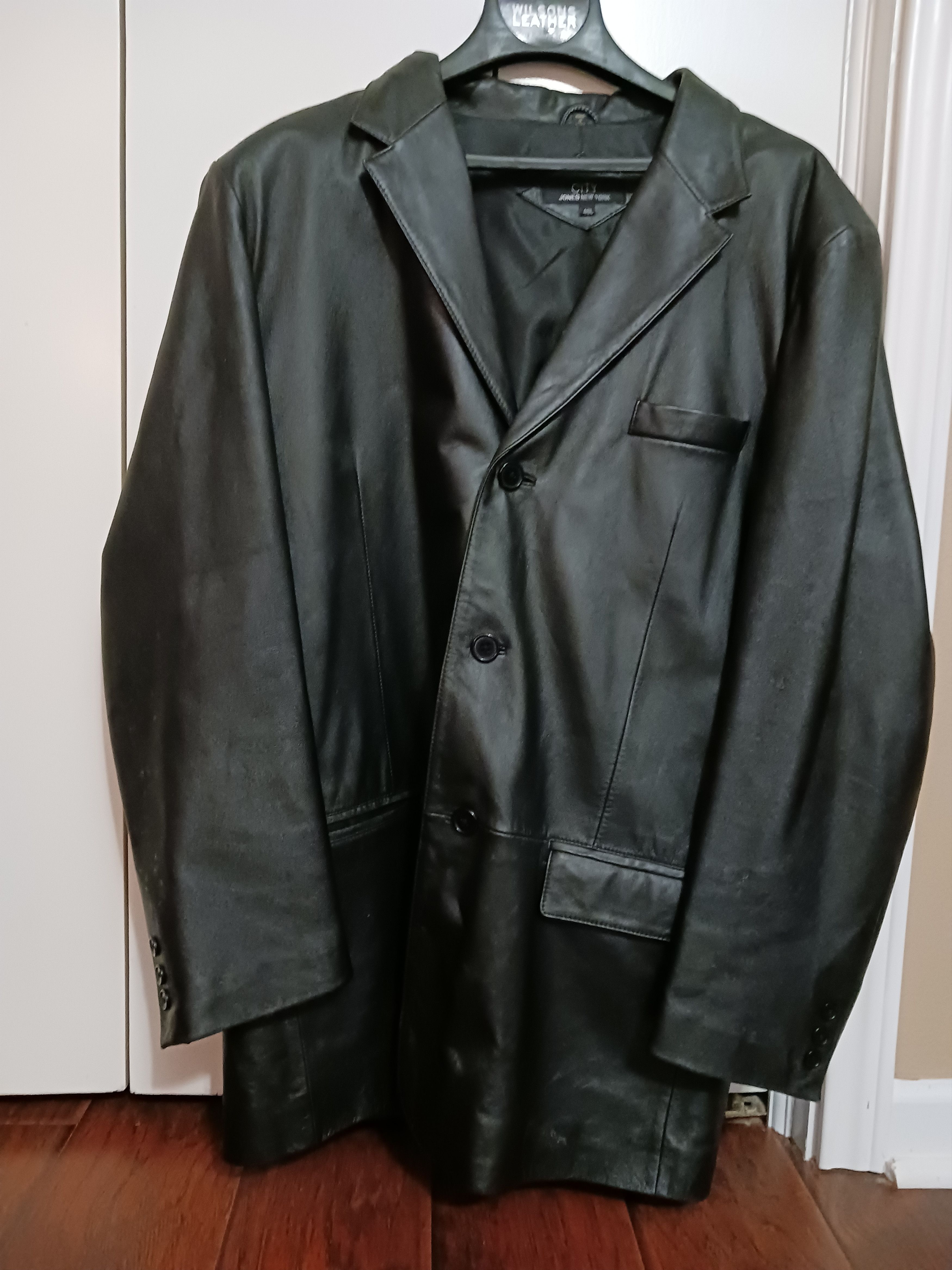 Jones New York Leather top 3/4 Length Jacket