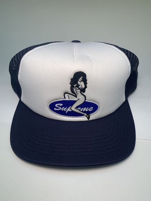 Supreme NAVY - Supreme Pin Up Mesh Back Trucker Hat Cap | Grailed