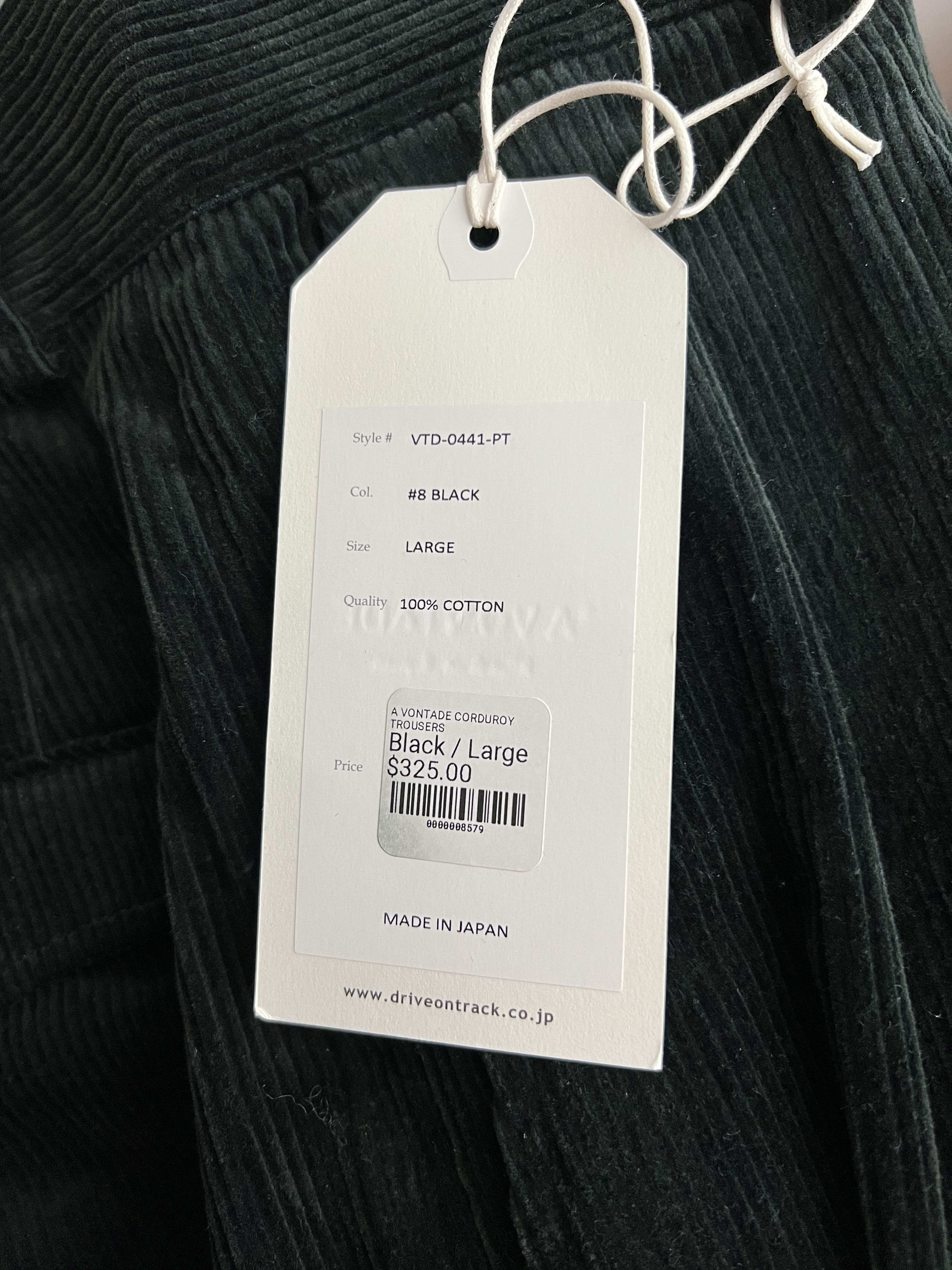 *A VONTADE Black Corduroy Pleated Trousers Size US 32 / EU 48 - 9 Thumbnail
