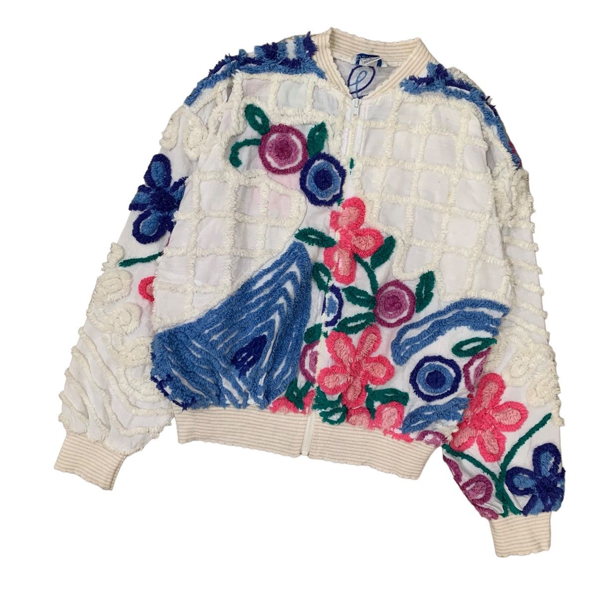 Art Comes First 🔥Vintage Damze Handcrafted Floral Embroidery Zipper Jacket Size L / US 10 / IT 46 - 3 Thumbnail