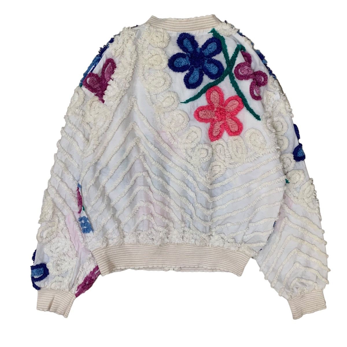 Art Comes First 🔥Vintage Damze Handcrafted Floral Embroidery Zipper Jacket Size L / US 10 / IT 46 - 2 Thumbnail