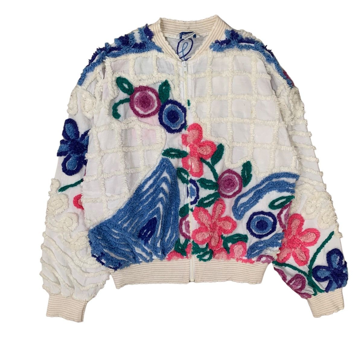 Art Comes First 🔥Vintage Damze Handcrafted Floral Embroidery Zipper Jacket Size L / US 10 / IT 46 - 1 Thumbnail