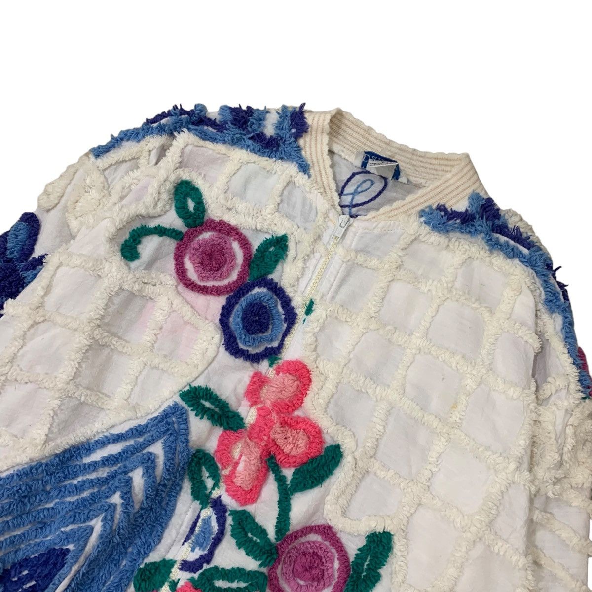 Art Comes First 🔥Vintage Damze Handcrafted Floral Embroidery Zipper Jacket Size L / US 10 / IT 46 - 4 Thumbnail
