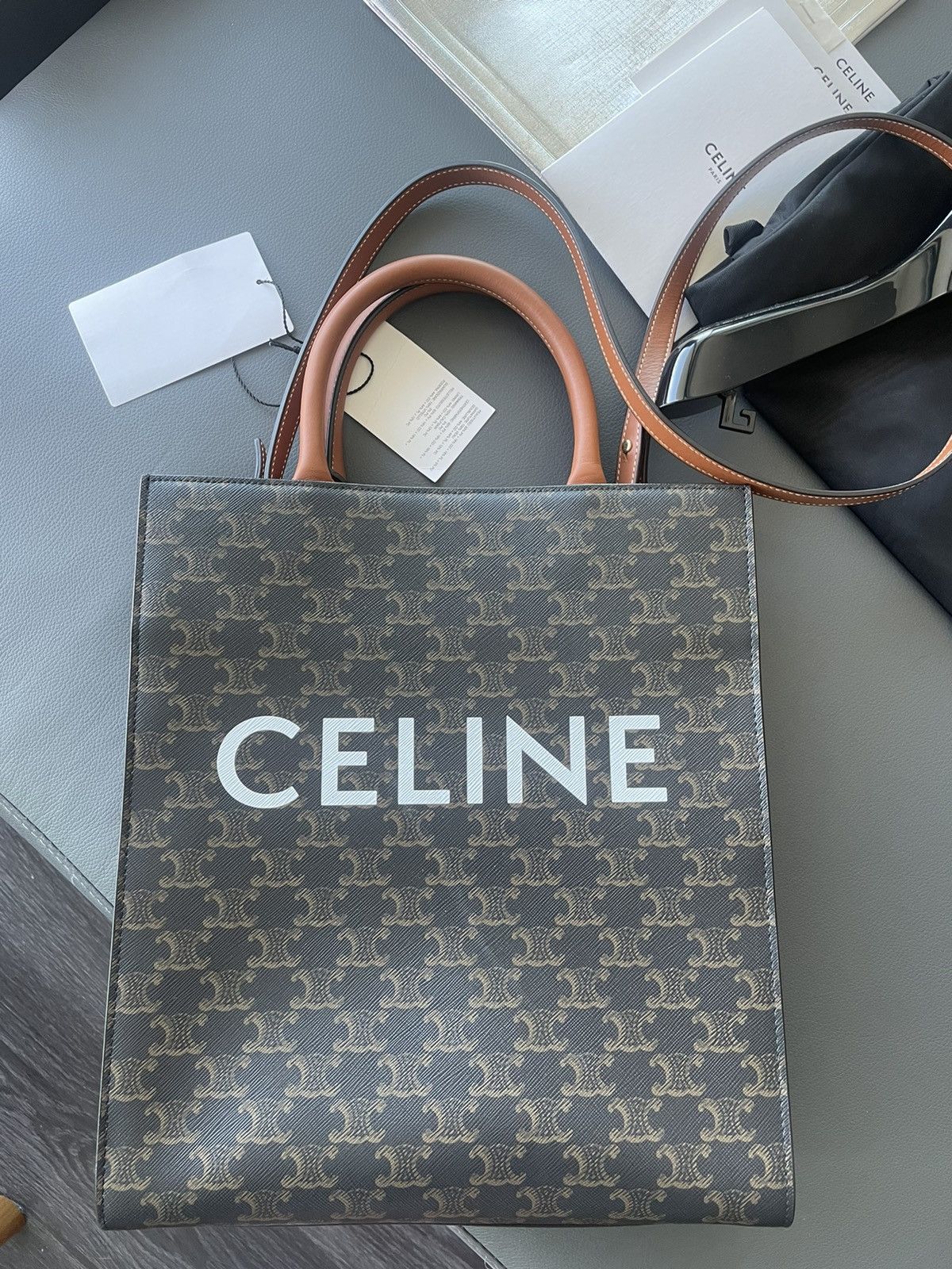 Celine × Hedi Slimane Iconic Runway Limited Edition Brand New Triomphe Cabas Tote Size ONE SIZE - 2 Thumbnail