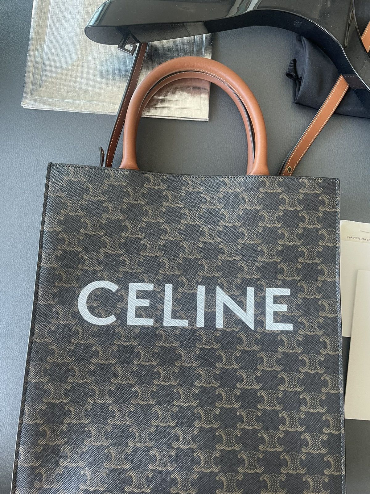 Celine × Hedi Slimane Iconic Runway Limited Edition Brand New Triomphe Cabas Tote Size ONE SIZE - 9 Thumbnail