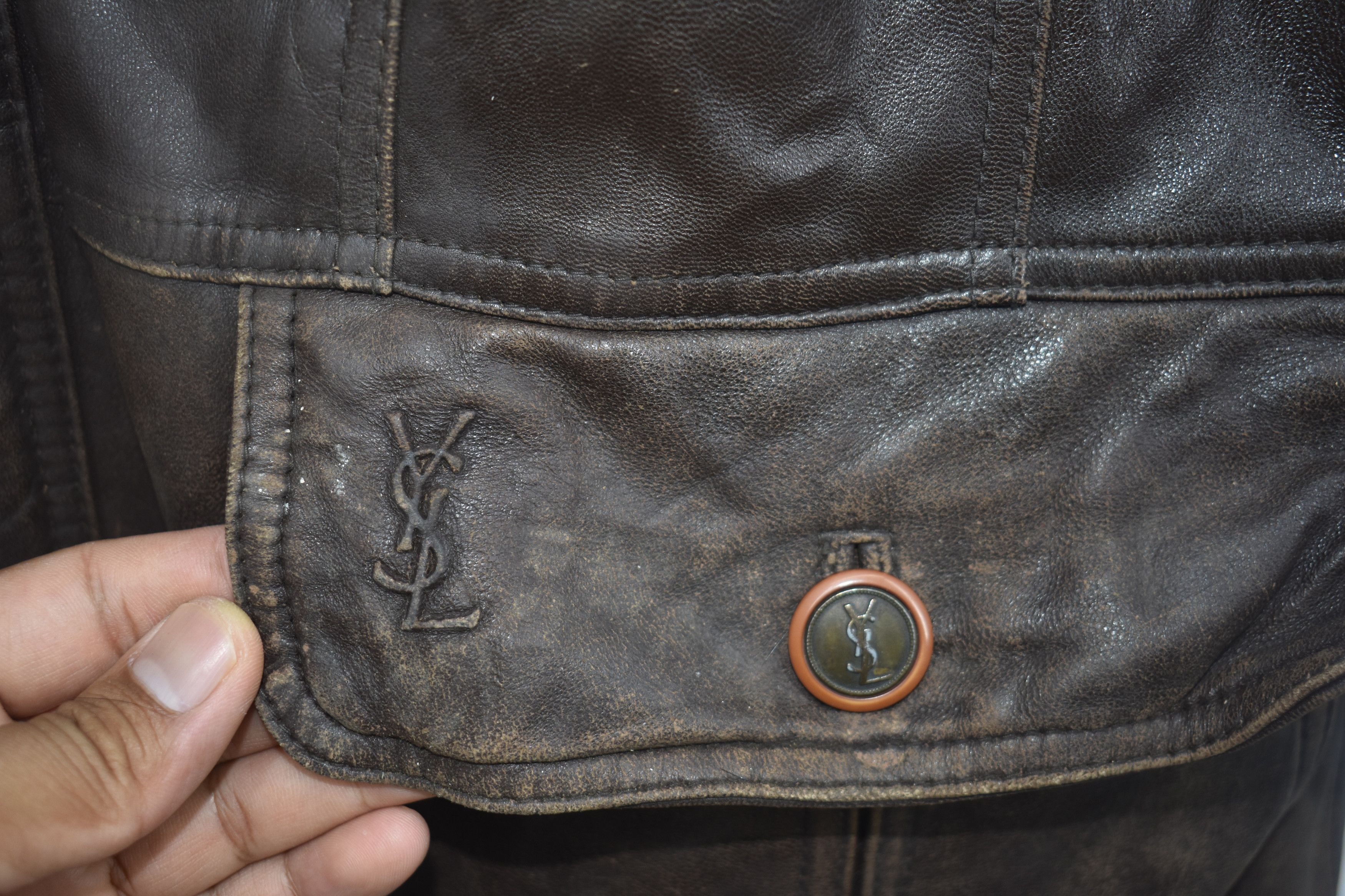 Yves Saint Laurent A041 VINTAGE YSL LEATHER JACKET Size US L / EU 52-54 / 3 - 2 Thumbnail