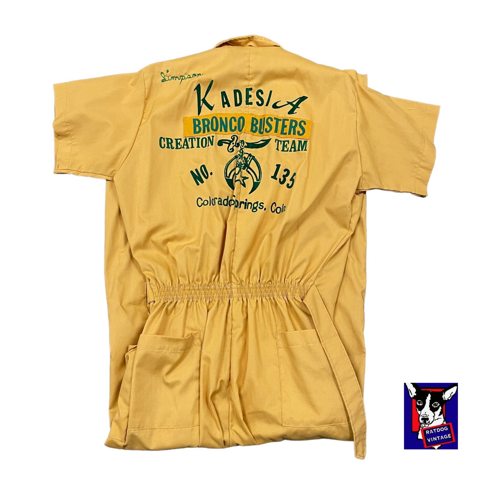 60s VTG Yellow/Green Chainstitch Cotton Short Sleeve Coveral