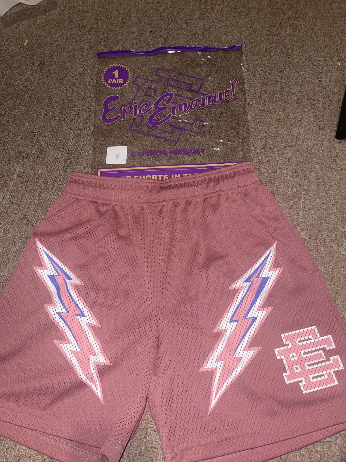 Eric Emanuel Eric Emanuel pink lighting bolt shorts | Grailed