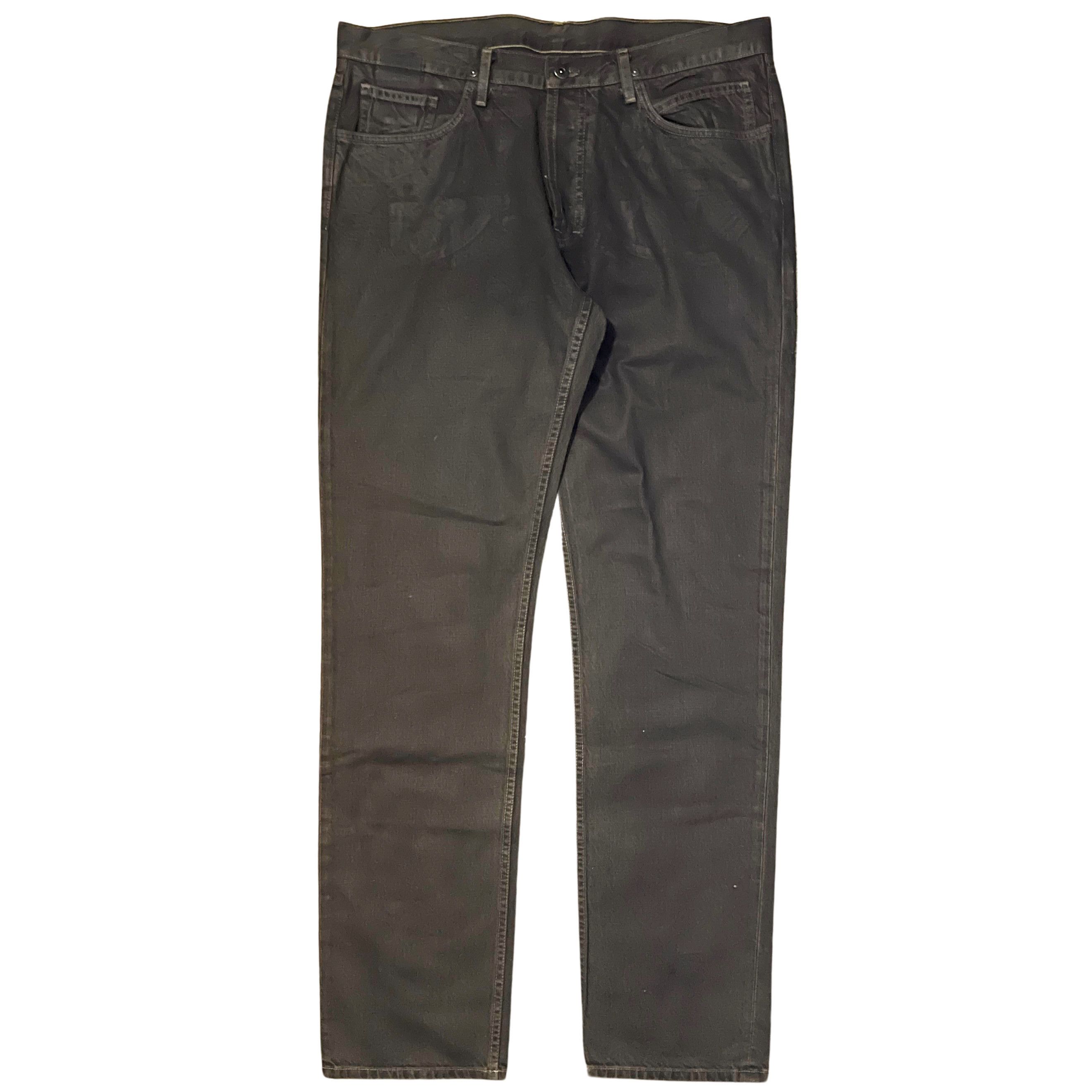 Rick Owens Rick Owens Slab Waxed Dark Brown Denim 2002 Size US 35 - 1 Thumbnail
