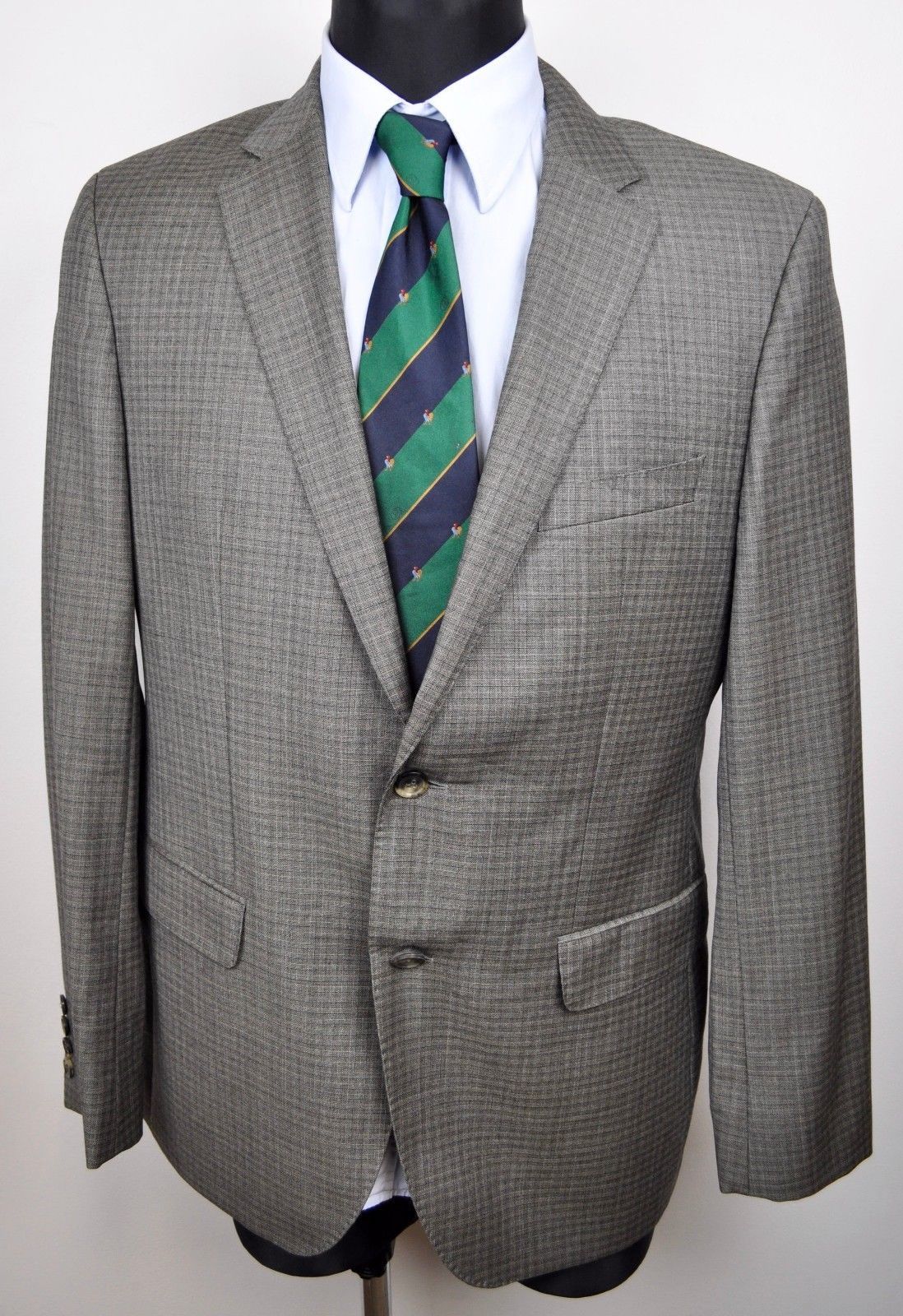 Hugo Boss HUGO BOSS Textured Check 100% Wool Blazer 40 UK Grey Jacket Size 40R - 1 Thumbnail