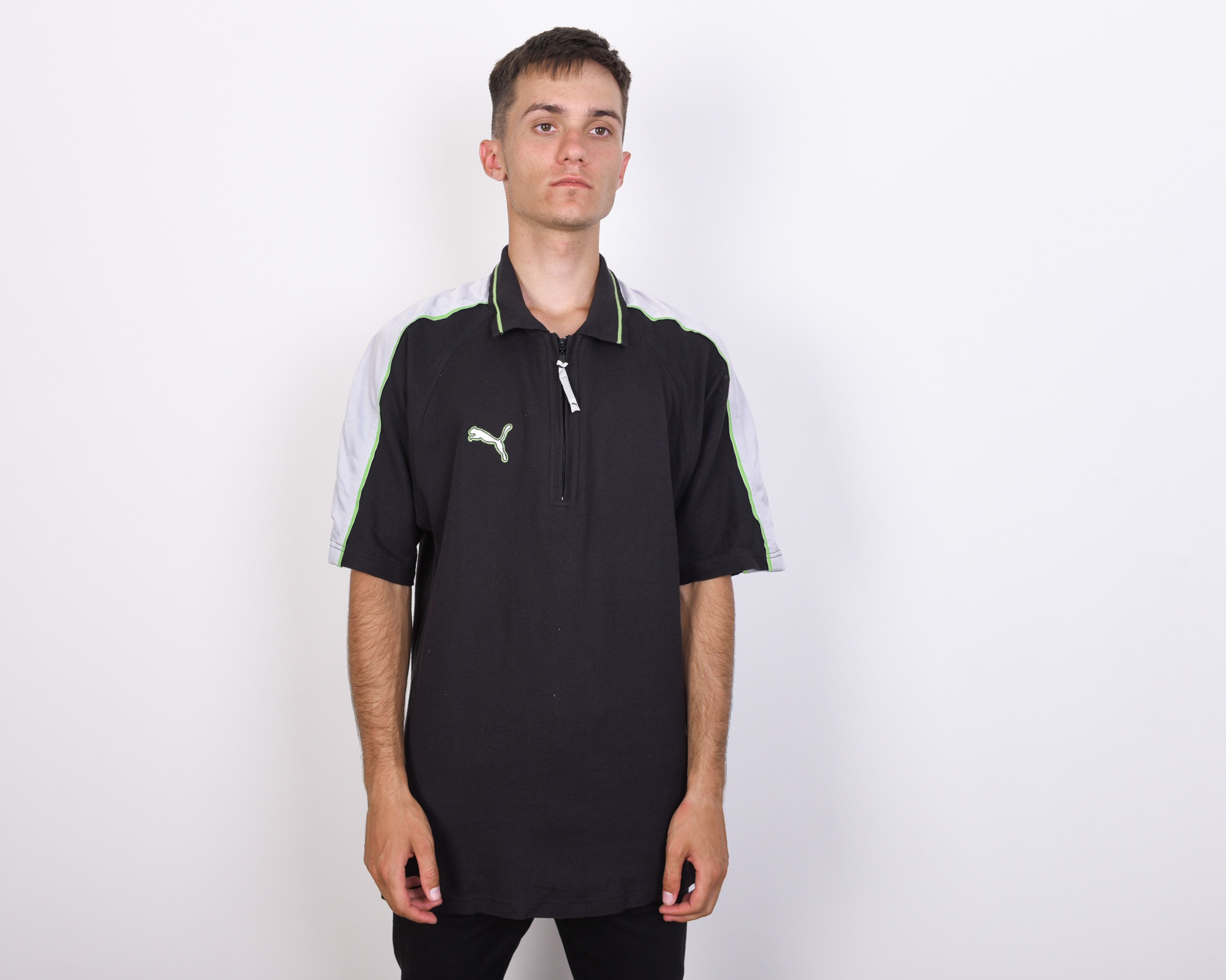 Puma 90's Vintage Puma Polo shirt Zip Neck Jersey Tee Taped L Size US L / EU 52-54 / 3 - 1 Thumbnail