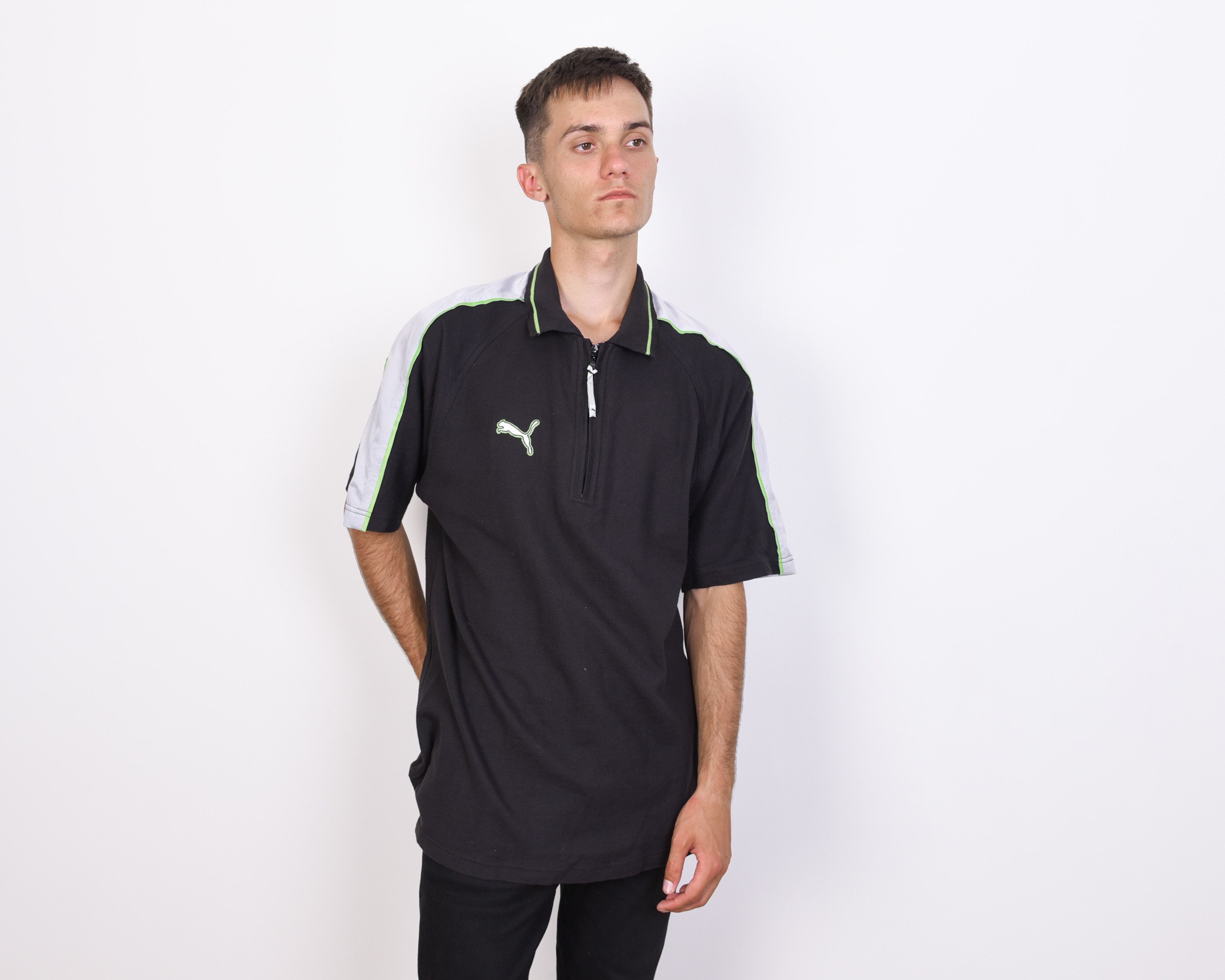 Puma 90's Vintage Puma Polo shirt Zip Neck Jersey Tee Taped L Size US L / EU 52-54 / 3 - 4 Thumbnail