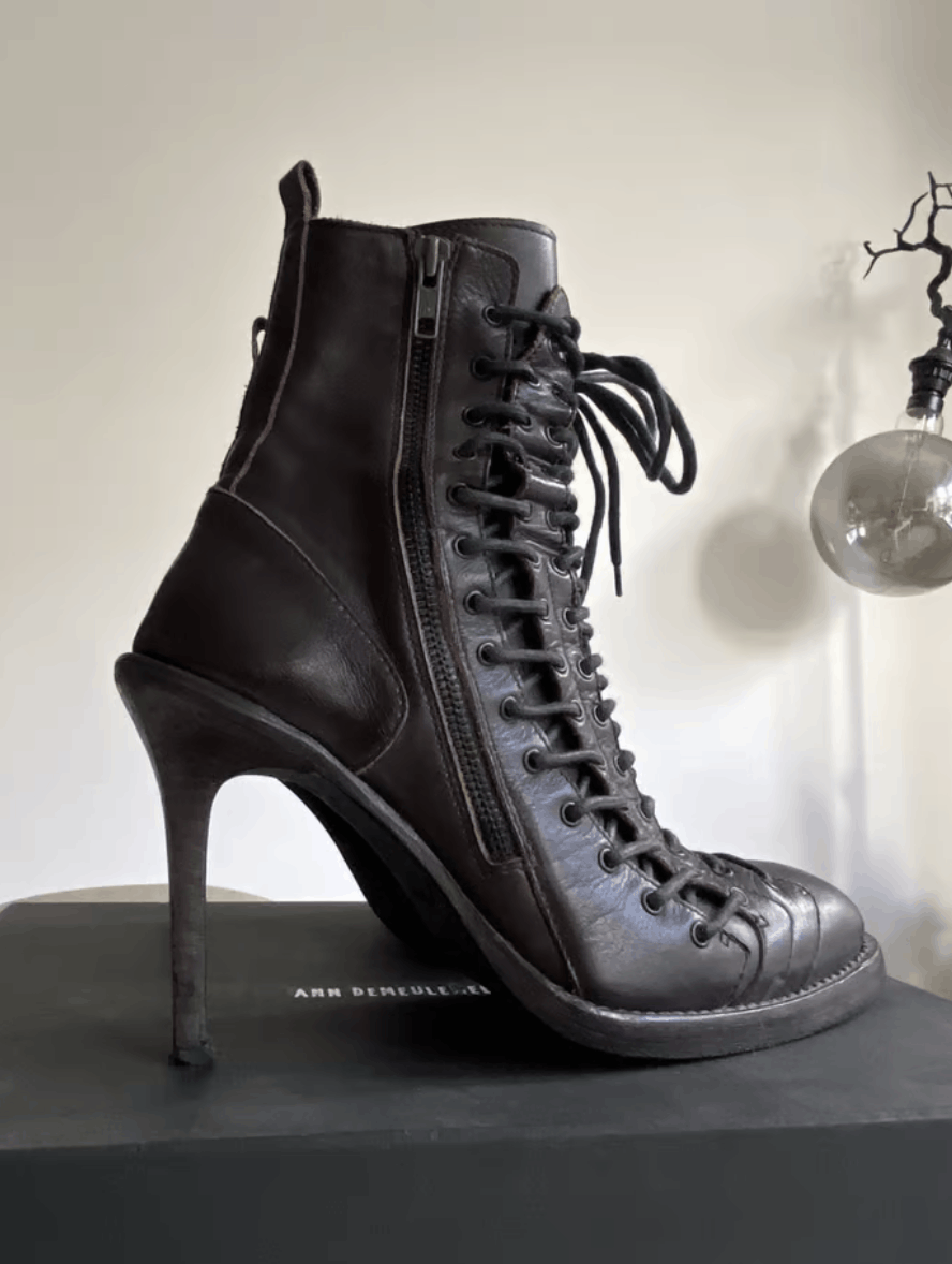 Ann demeulemeester triple lace boots deals