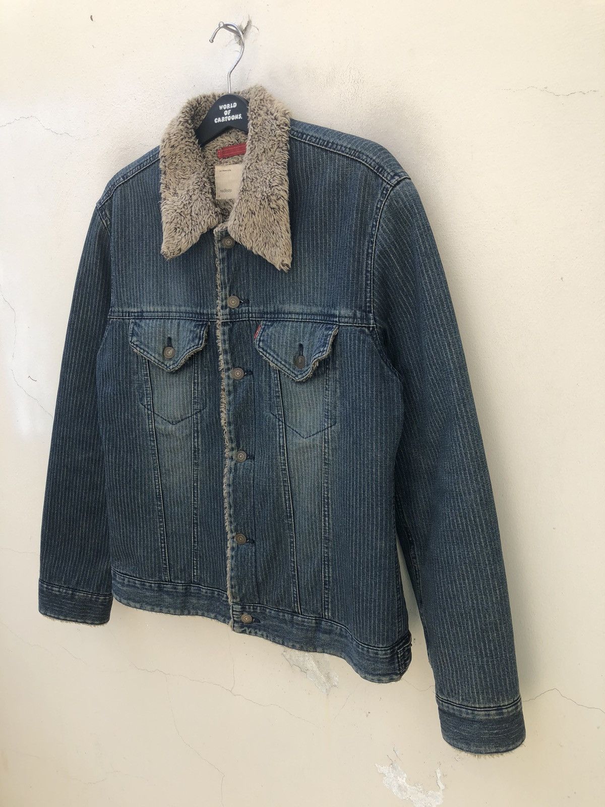 Levi's Vintage 2003 Levi’s Red Loop Sherpa Indigo Denim Jacket Size US L / EU 52-54 / 3 - 3 Thumbnail