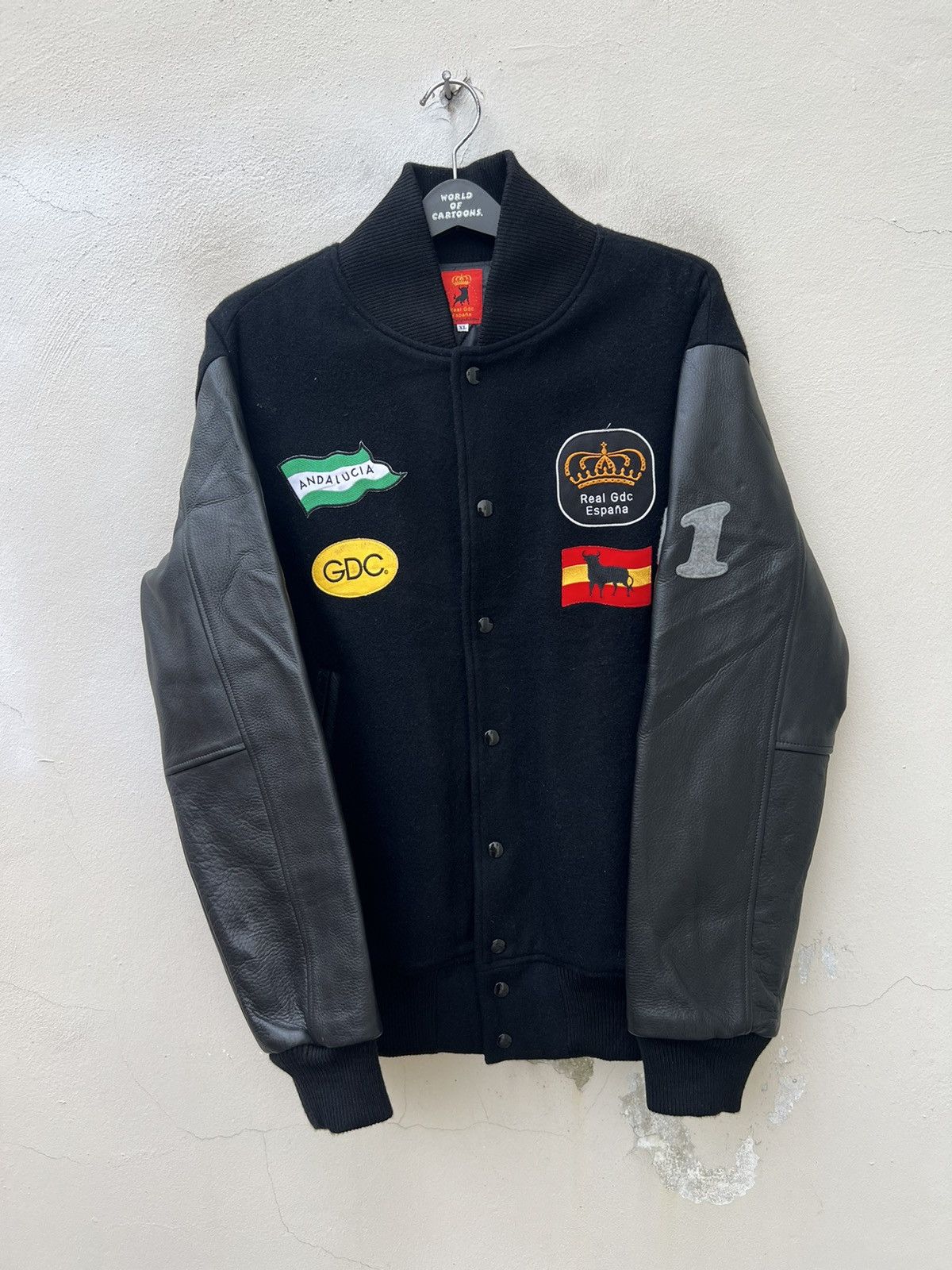 Leather VTG GDC Japan GRACIAS La Espana Patches Black Varsity Jacket Size US XL / EU 56 / 4 - 6 Thumbnail