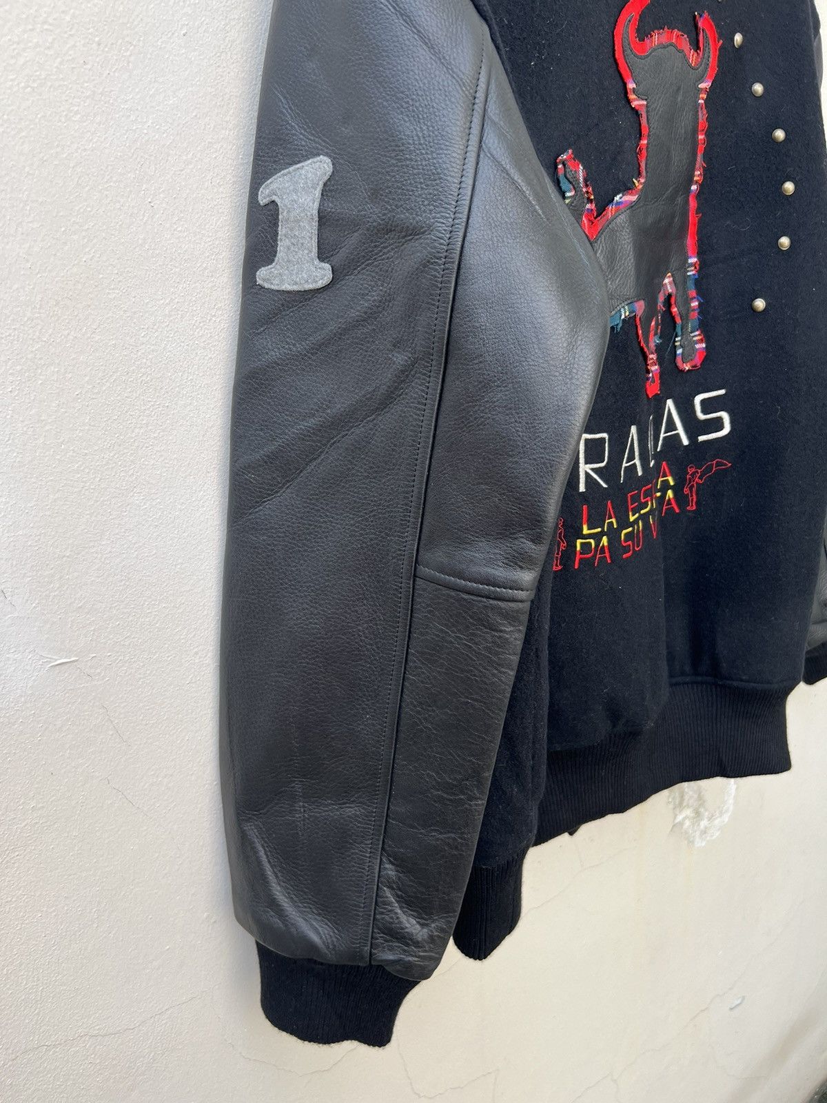 Leather VTG GDC Japan GRACIAS La Espana Patches Black Varsity Jacket Size US XL / EU 56 / 4 - 20 Thumbnail