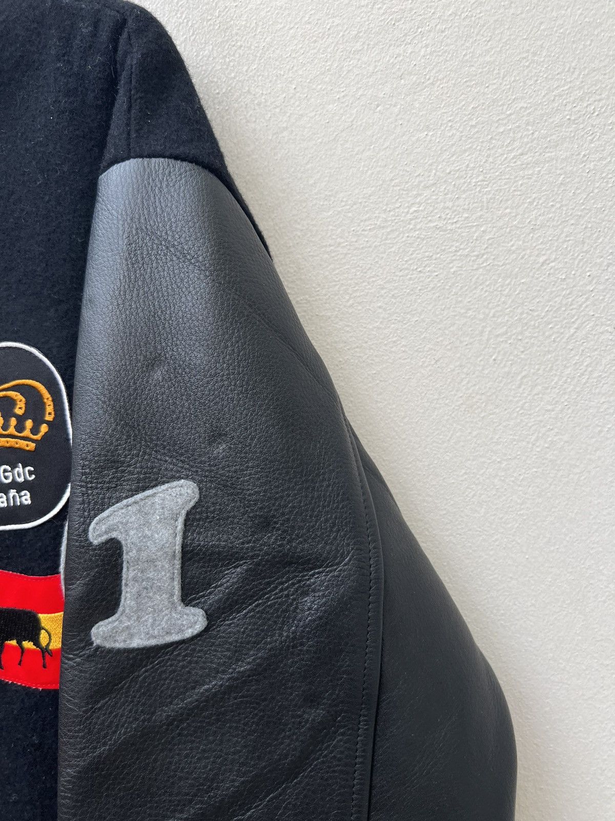 Leather VTG GDC Japan GRACIAS La Espana Patches Black Varsity Jacket Size US XL / EU 56 / 4 - 7 Thumbnail