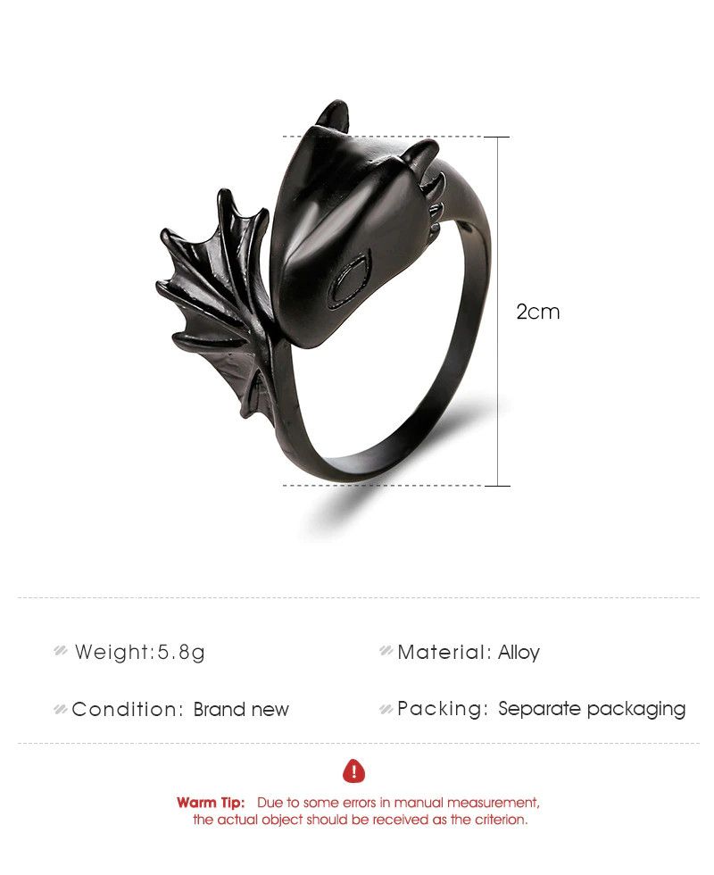 Jewelry Retro Punk Dragon Ring Size ONE SIZE - 4 Thumbnail
