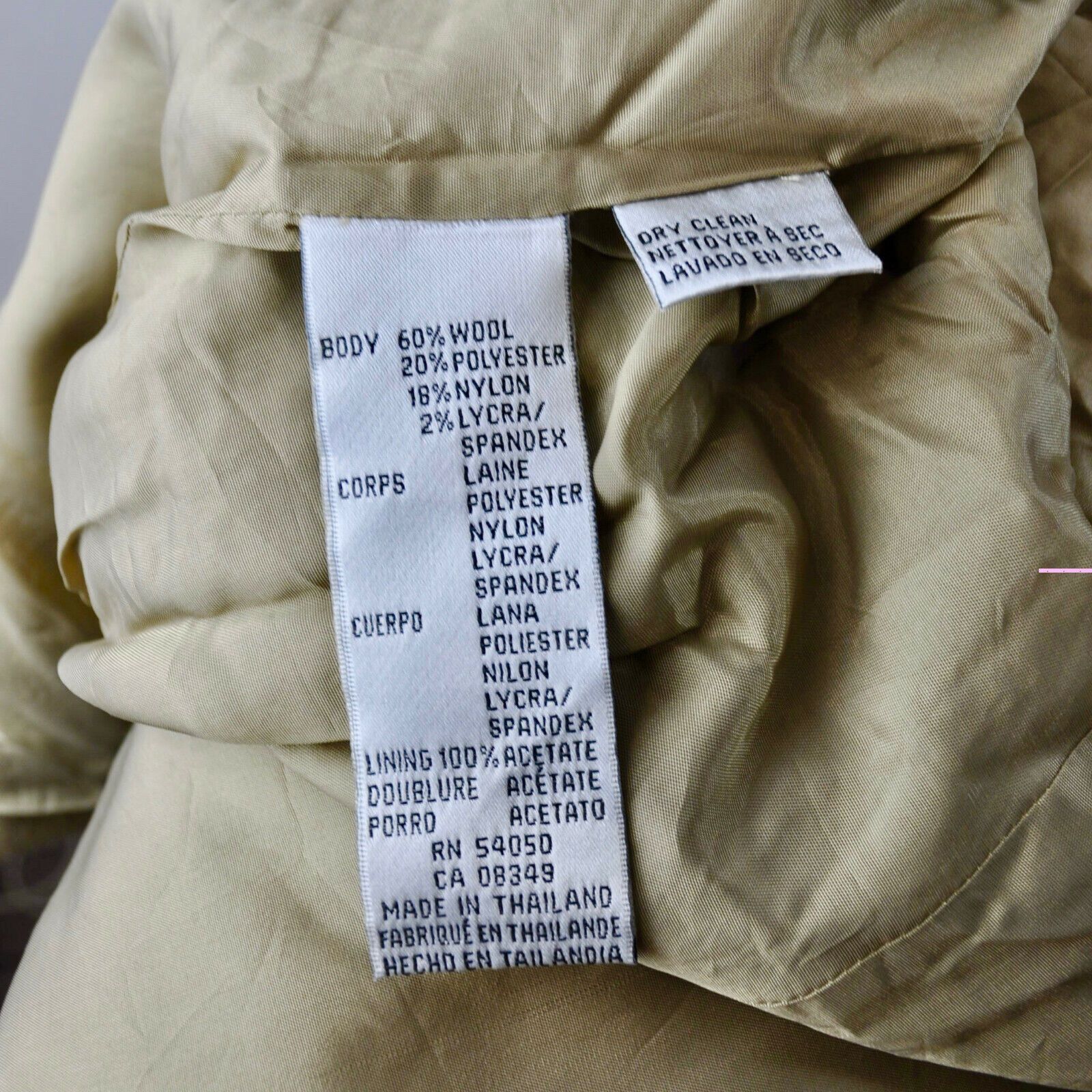 Jones New York JONES & CO Suit Jacket Wool Blend Zip Coat US 12 Tan UK 16 Size L / US 10 / IT 46 - 7 Thumbnail