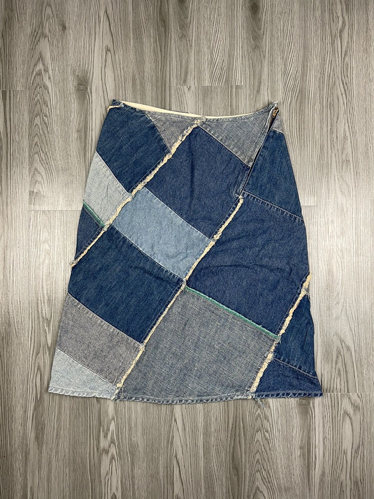 Marginal Glamour Japan Boro Denim Midi Skirt