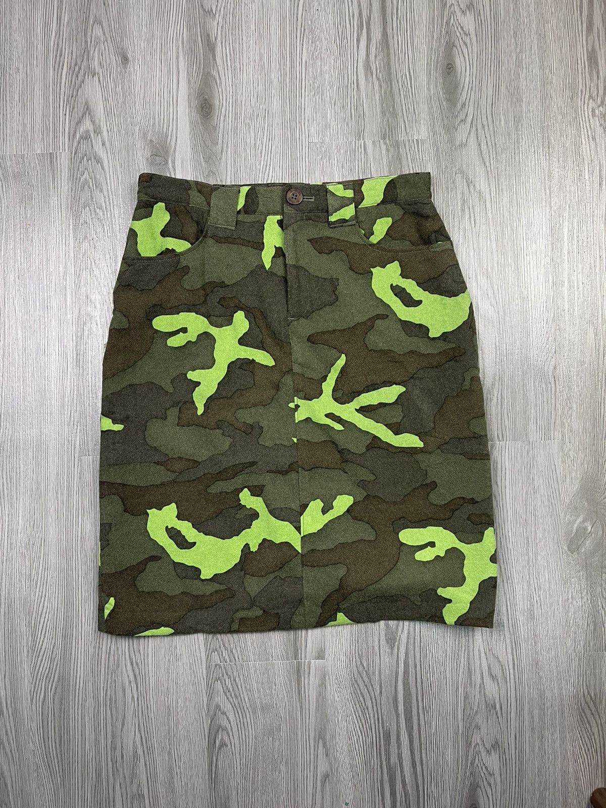 X-girl neon green camoflarge midi skirt