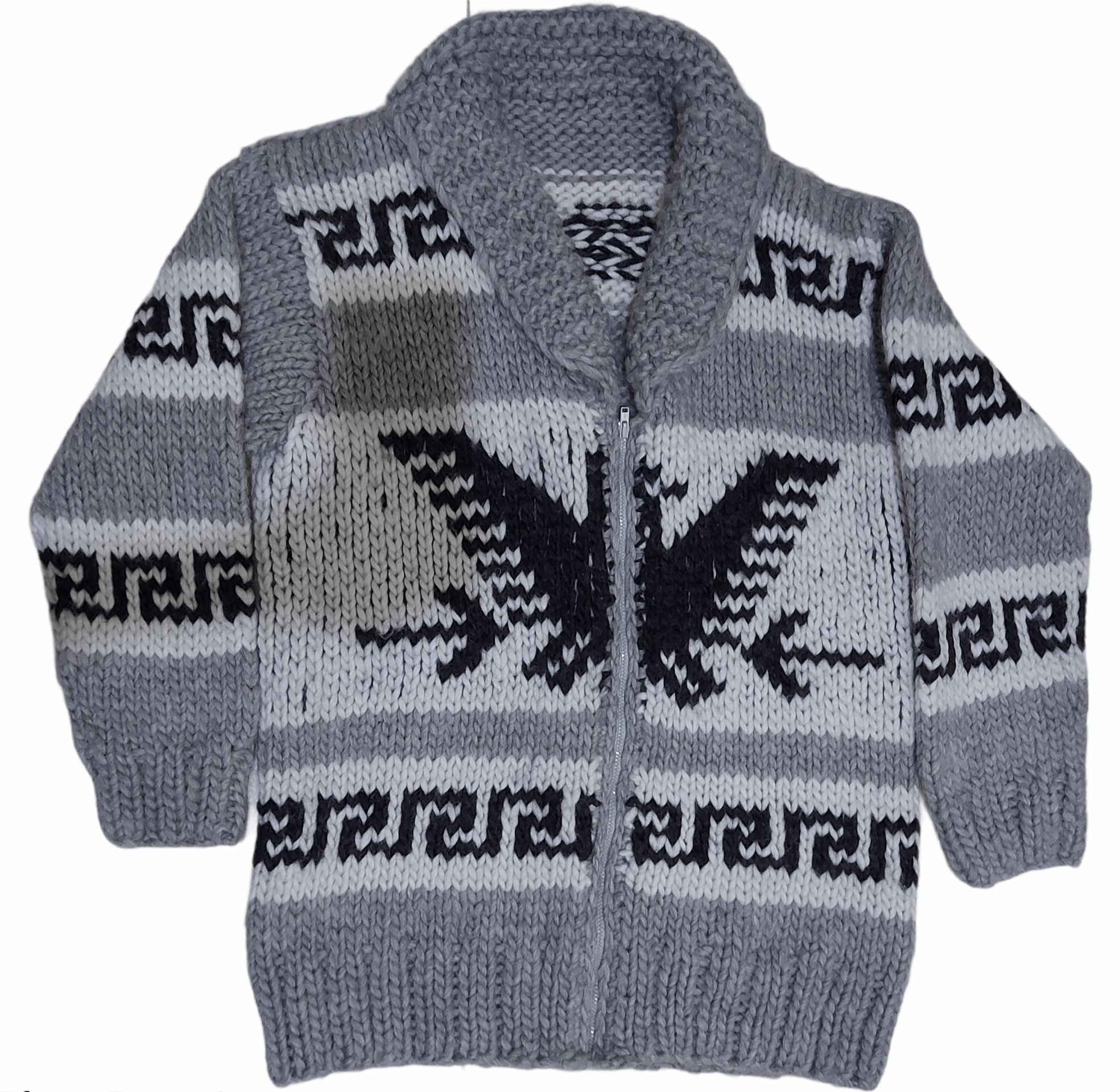 20471120 Vintage Cowichan Bird Cable Wool Knitted Size US L / EU 52-54 / 3 - 2 Thumbnail