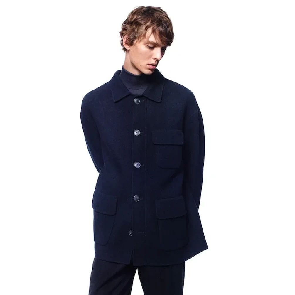 image of Jil Sander +J Double Face Oversized Work Jacket in Blue, Men's (Size Medium)
