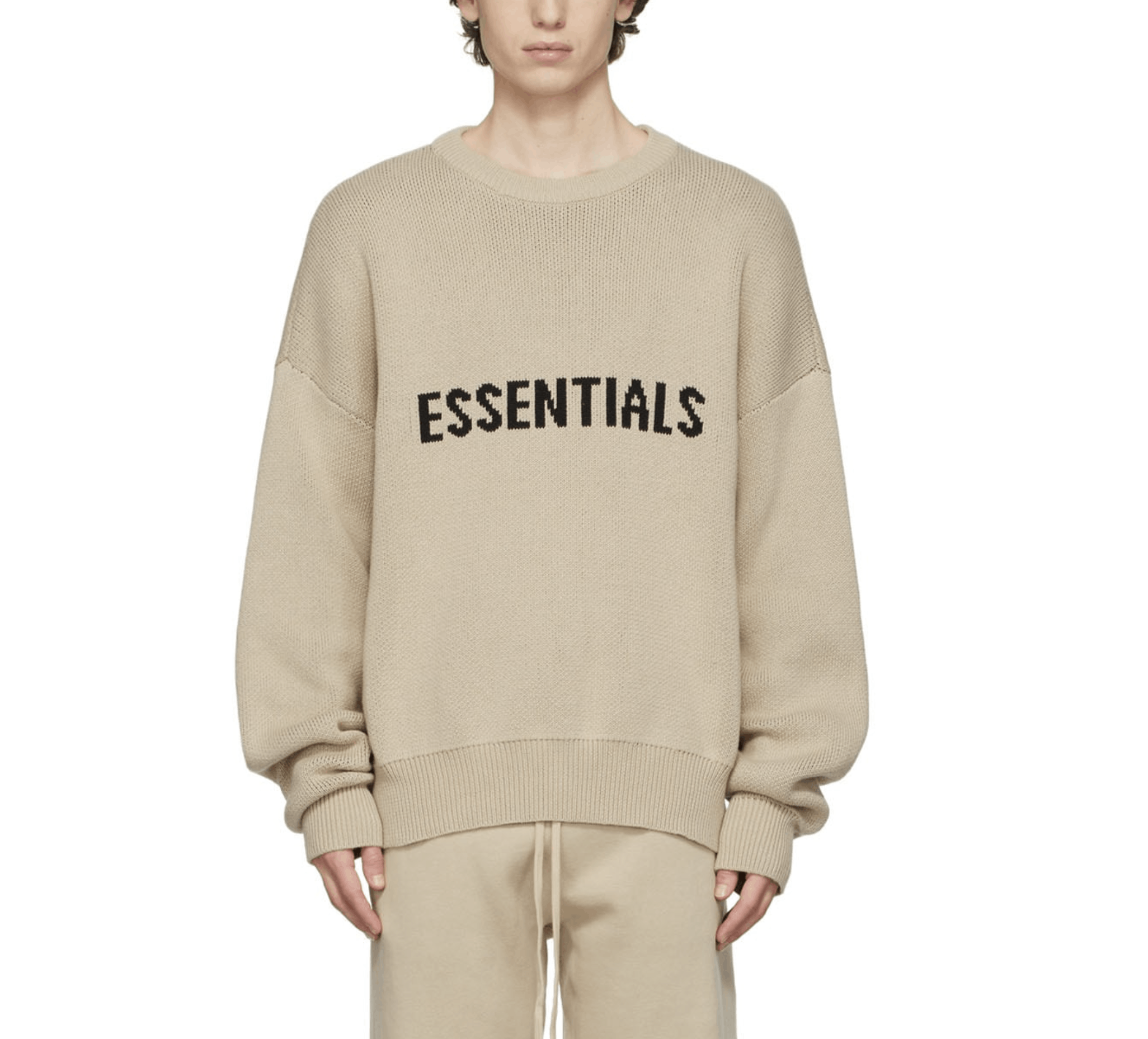 image of Fear Of God Essentials Pullover Sweater Linen Beige Size Xxl, Men's