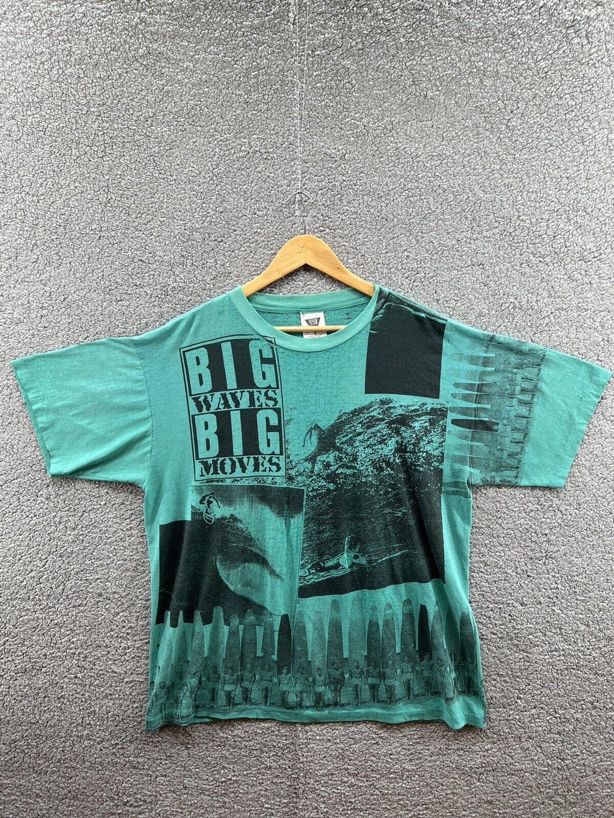 SSI Big Waves Big Moves Teal Blue Green All Over Print Vinta