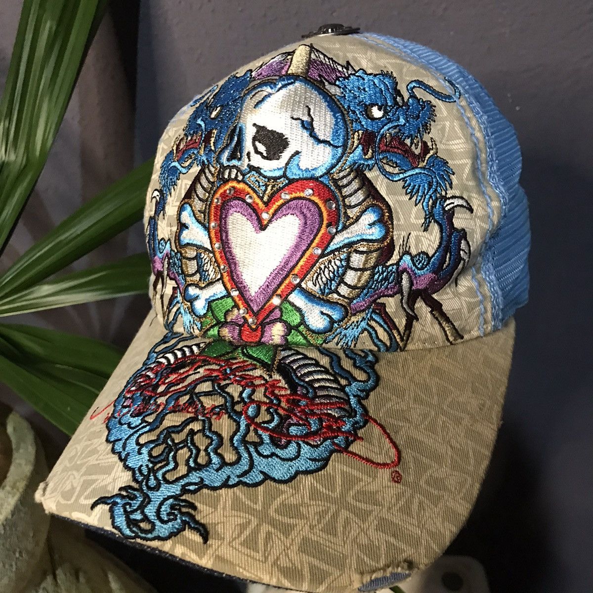 Christian Audigier × Ed Hardy Don Ed Hardy y2k Skull Dragon Snapback Trucker Hat Size ONE SIZE - 1 Thumbnail