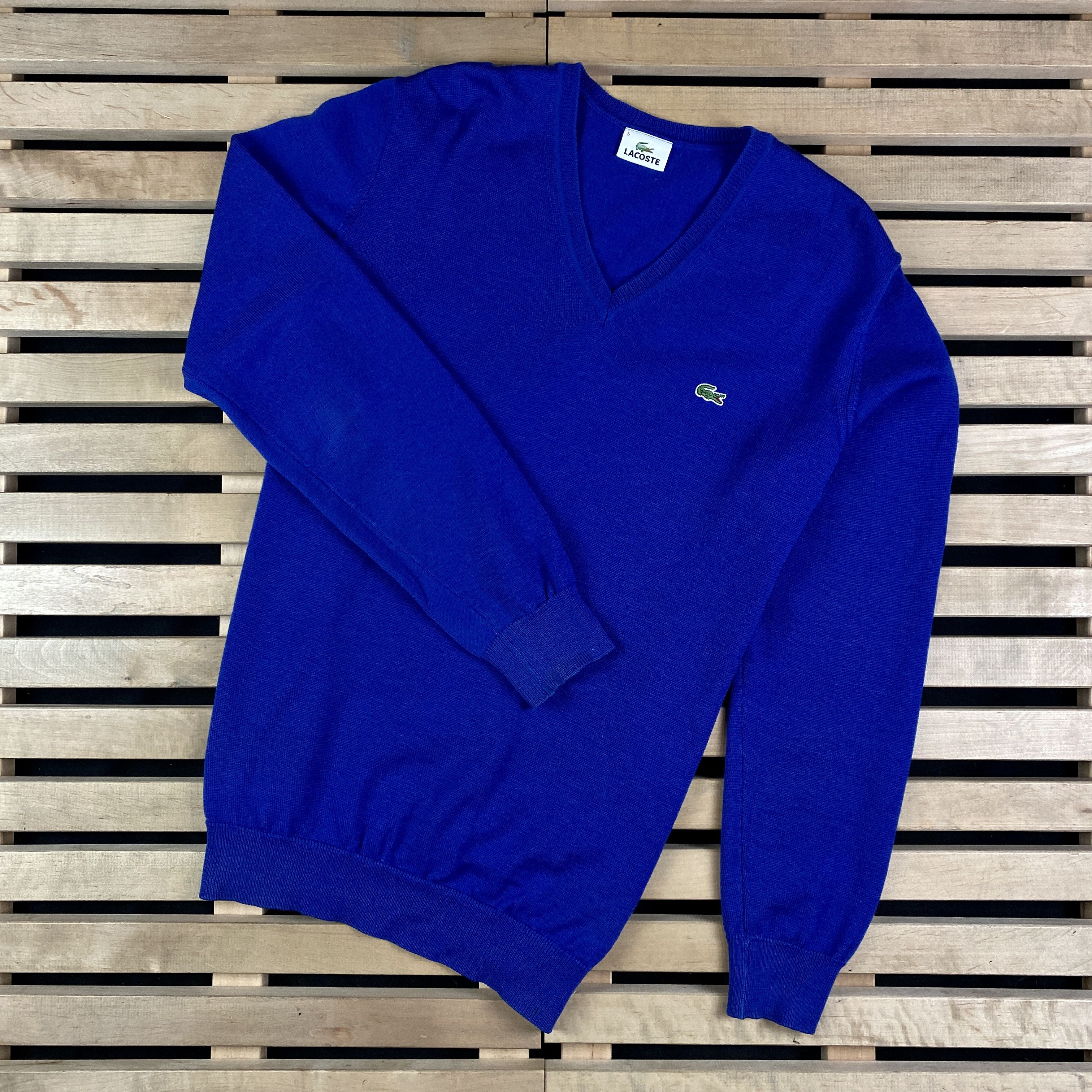 Lacoste × Vintage Mens Wool Jumper V Neck Lacoste Vintage Size 5/L Size US L / EU 52-54 / 3 - 1 Thumbnail