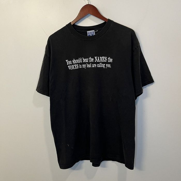 Vintage Vintage 90s Funny Text Voices In My Head T -Shirt XL Black ...