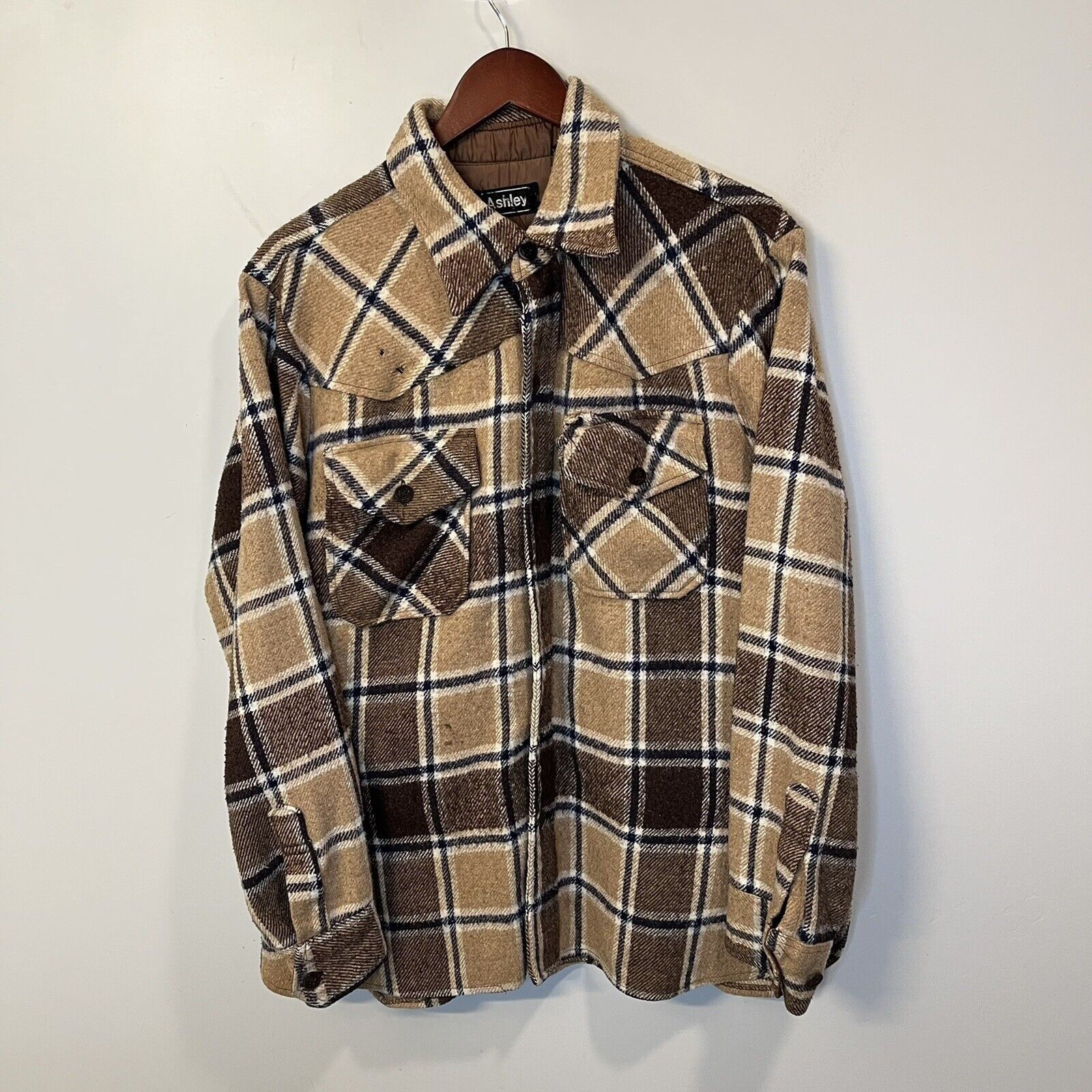 Vintage Vintage Flannel Lumberjack XL Wool Brown Plaid Shirt Jacket Grailed