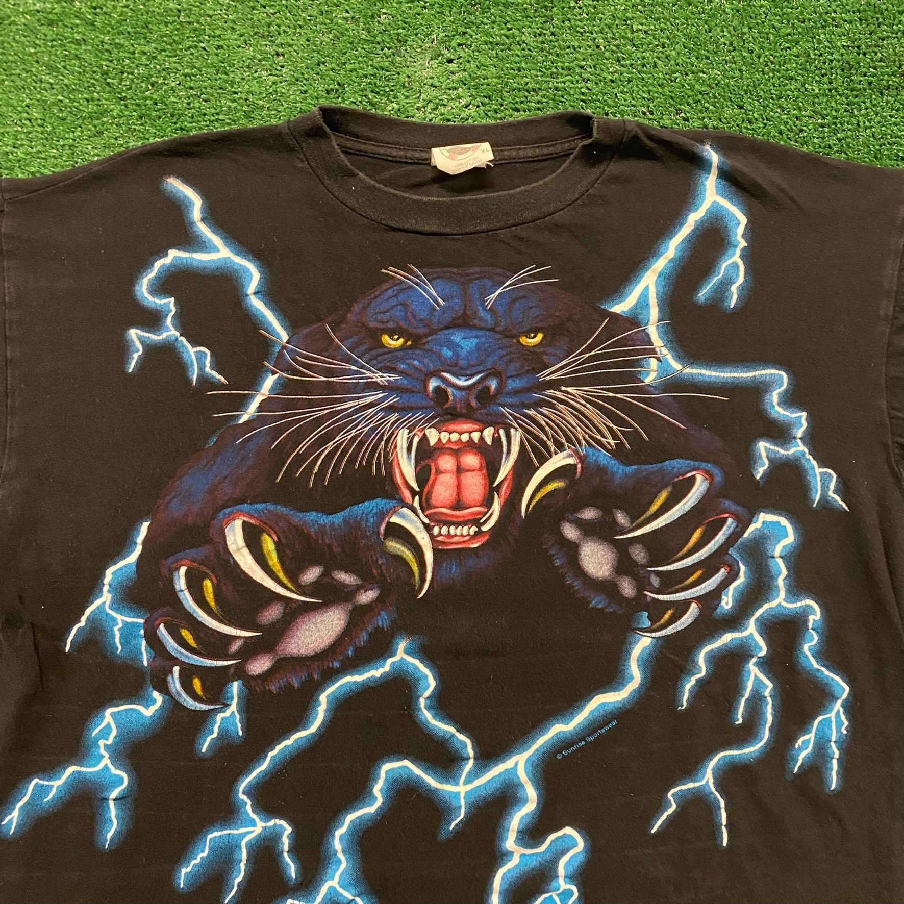 Vintage American Thunder Black Panther Vintage 90s Grunge T-Shirt Size US XL / EU 56 / 4 - 2 Thumbnail