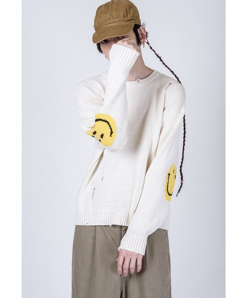 Kapital Kapital 5G Cotton Knit Smile Patch crew sweater